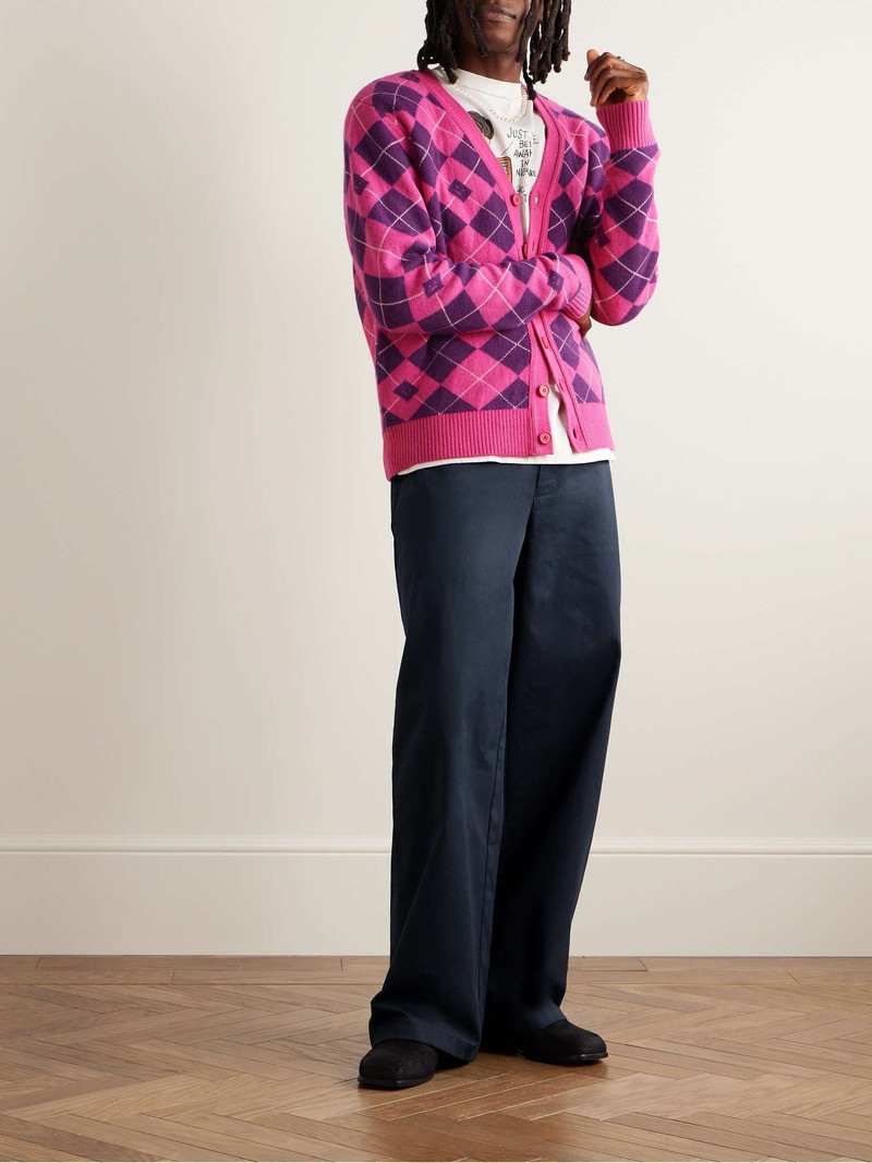Acne Studios Kwanny Argyle Wool-Blend Jacquard-Knit Cardigan outlook