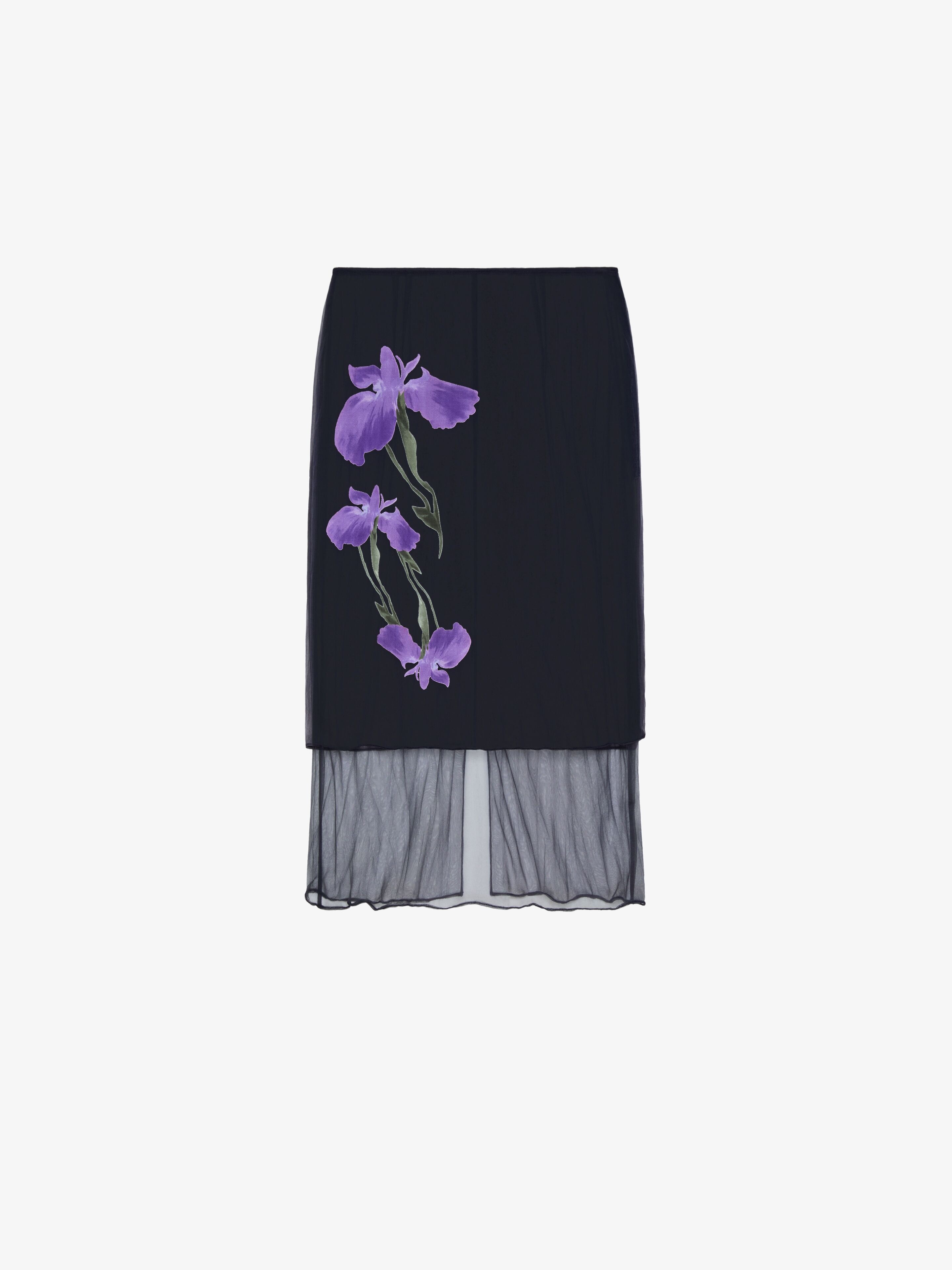 SKIRT IN FLORAL DÉVORÉ SATIN JERSEY - 1
