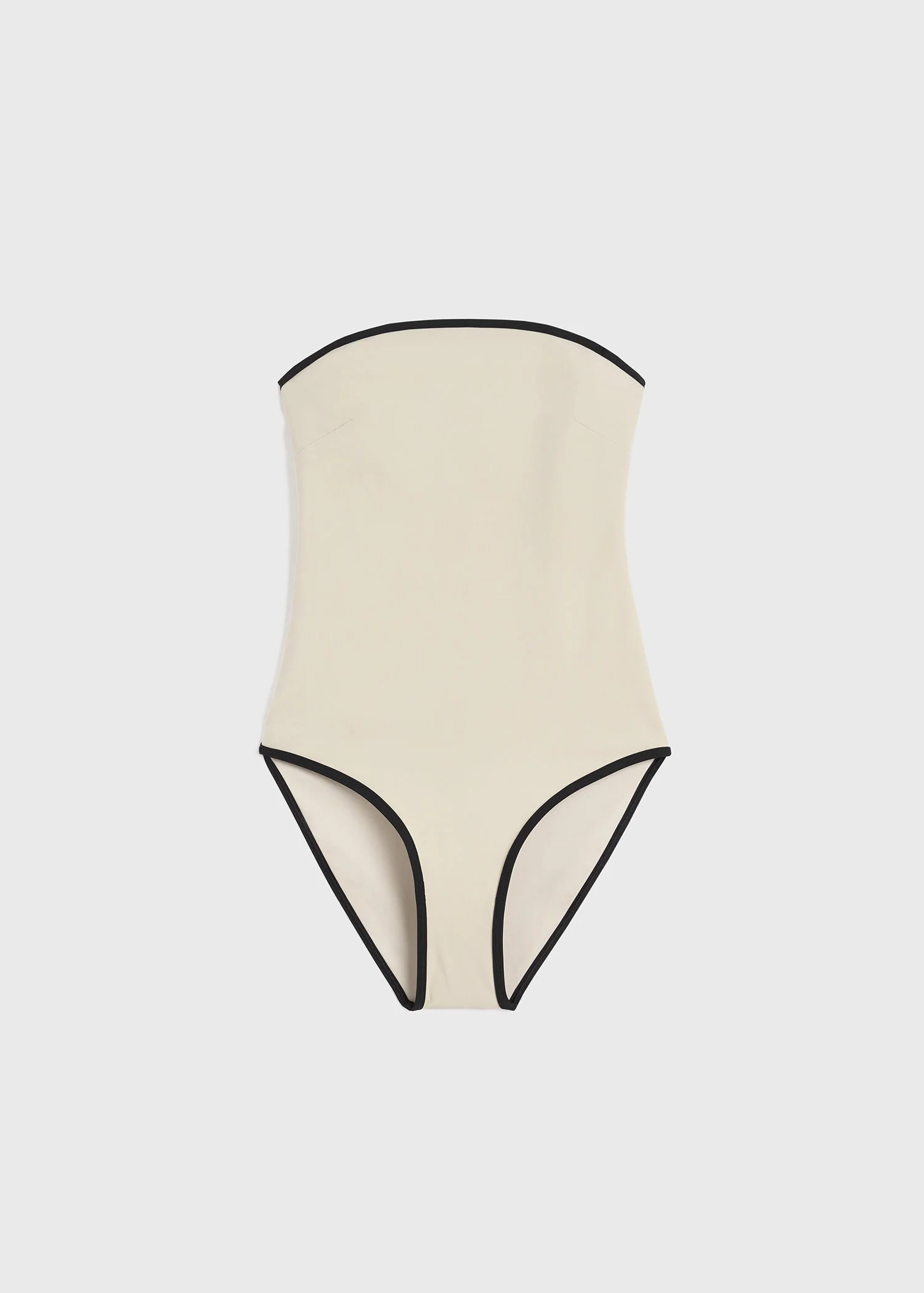 Stripe edge strapless swimsuit light hay - 1