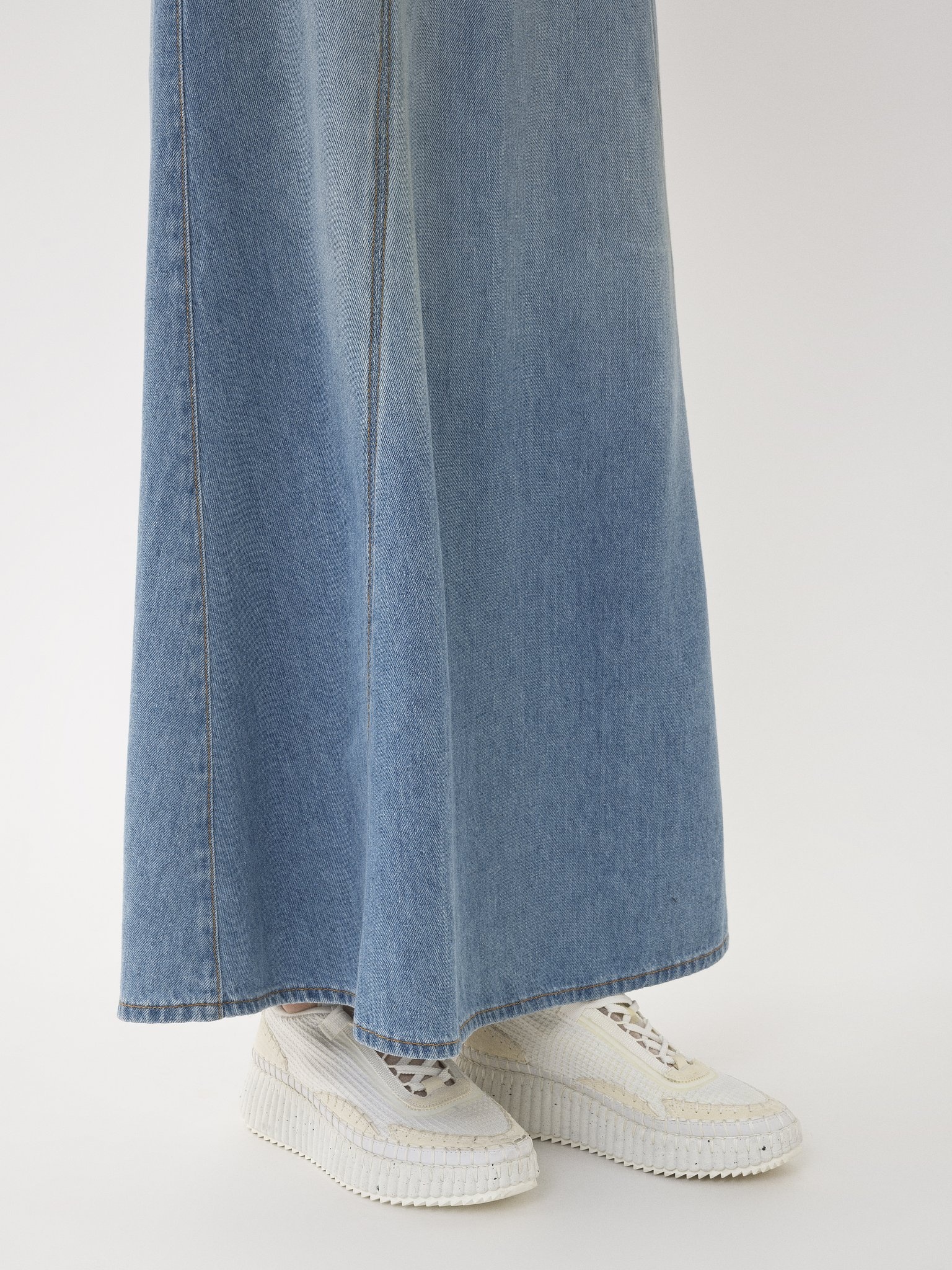 LONG FLARE DENIM DRESS - 7