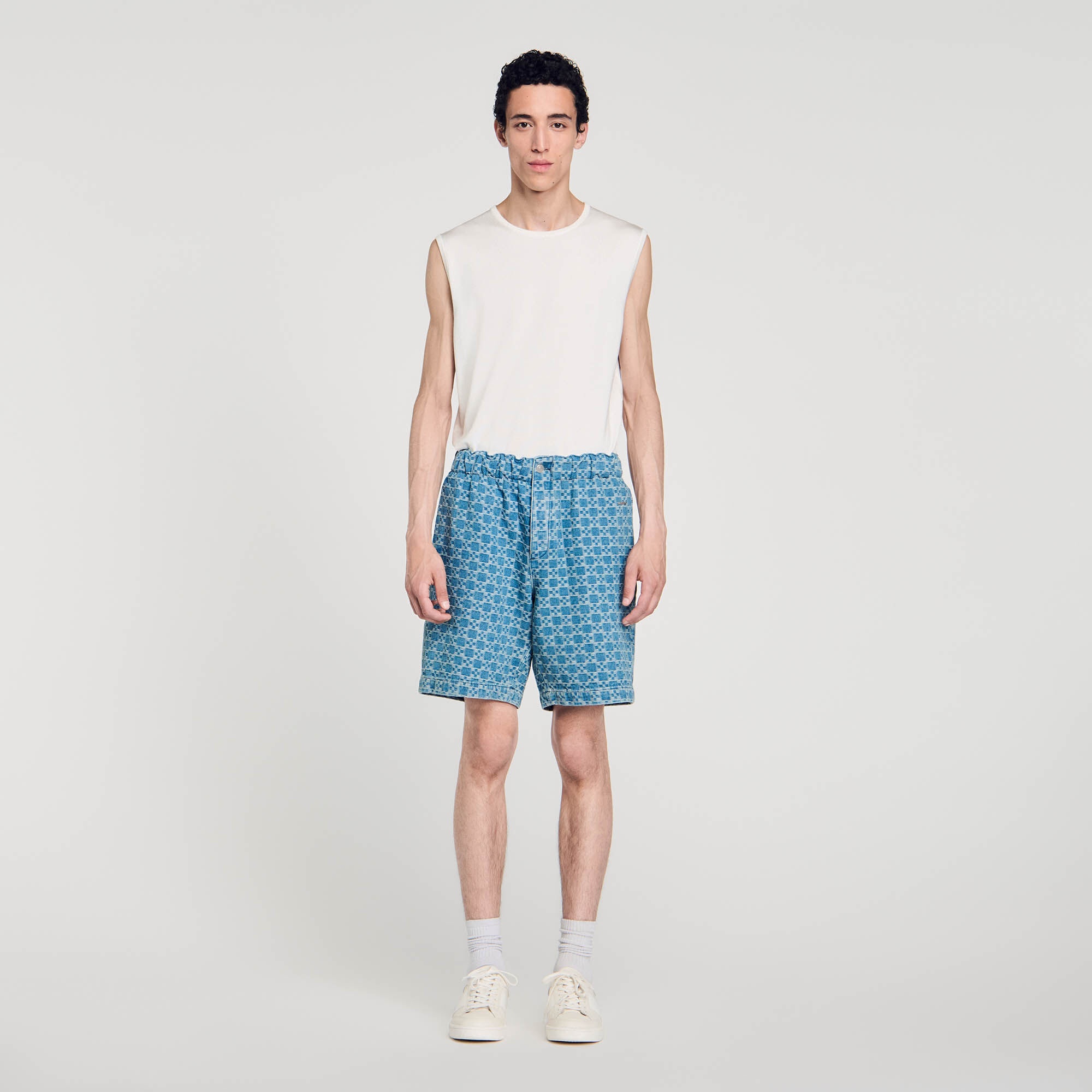 SQUARE CROSS DENIM BERMUDA SHORTS - 3