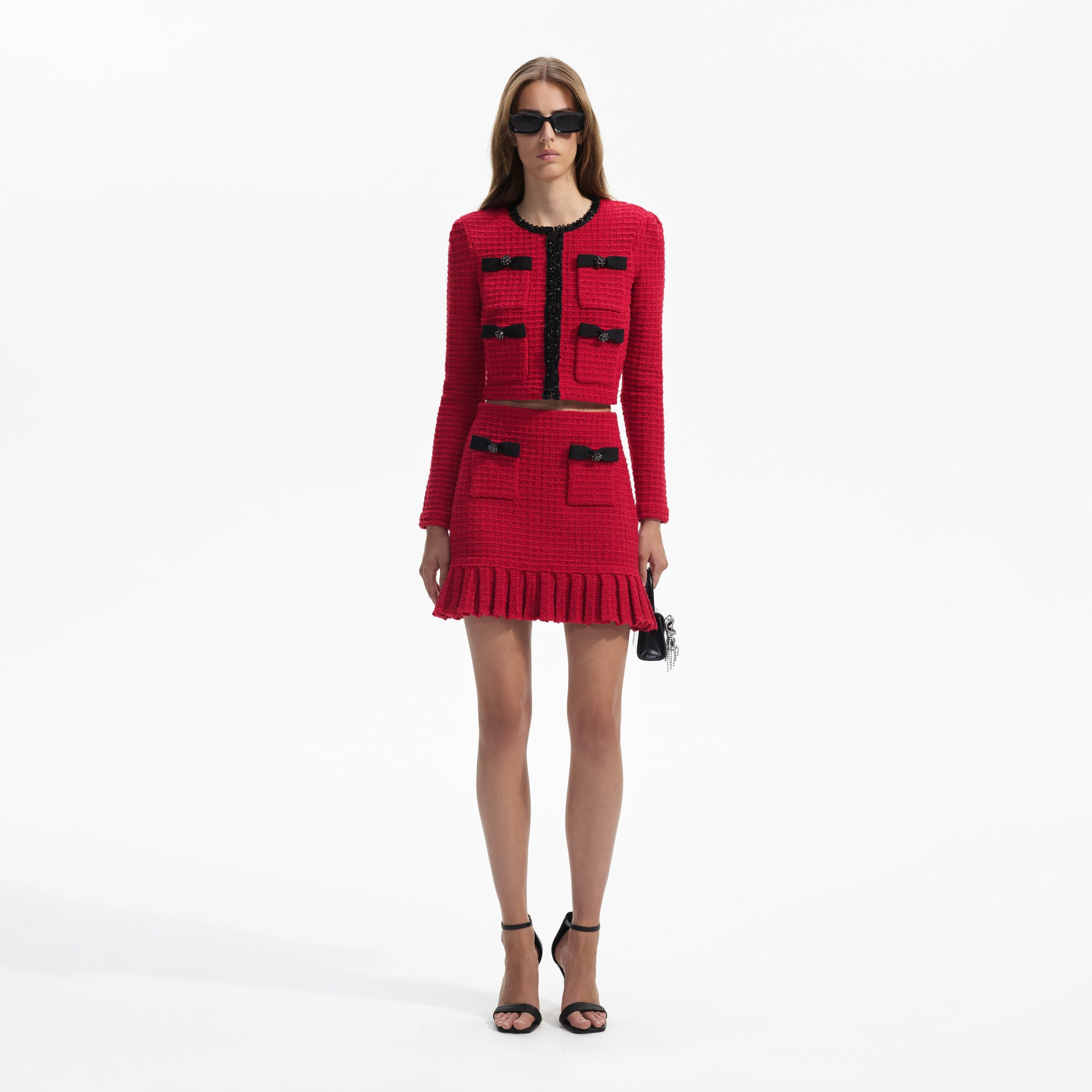Red Knit Mini Skirt - 1