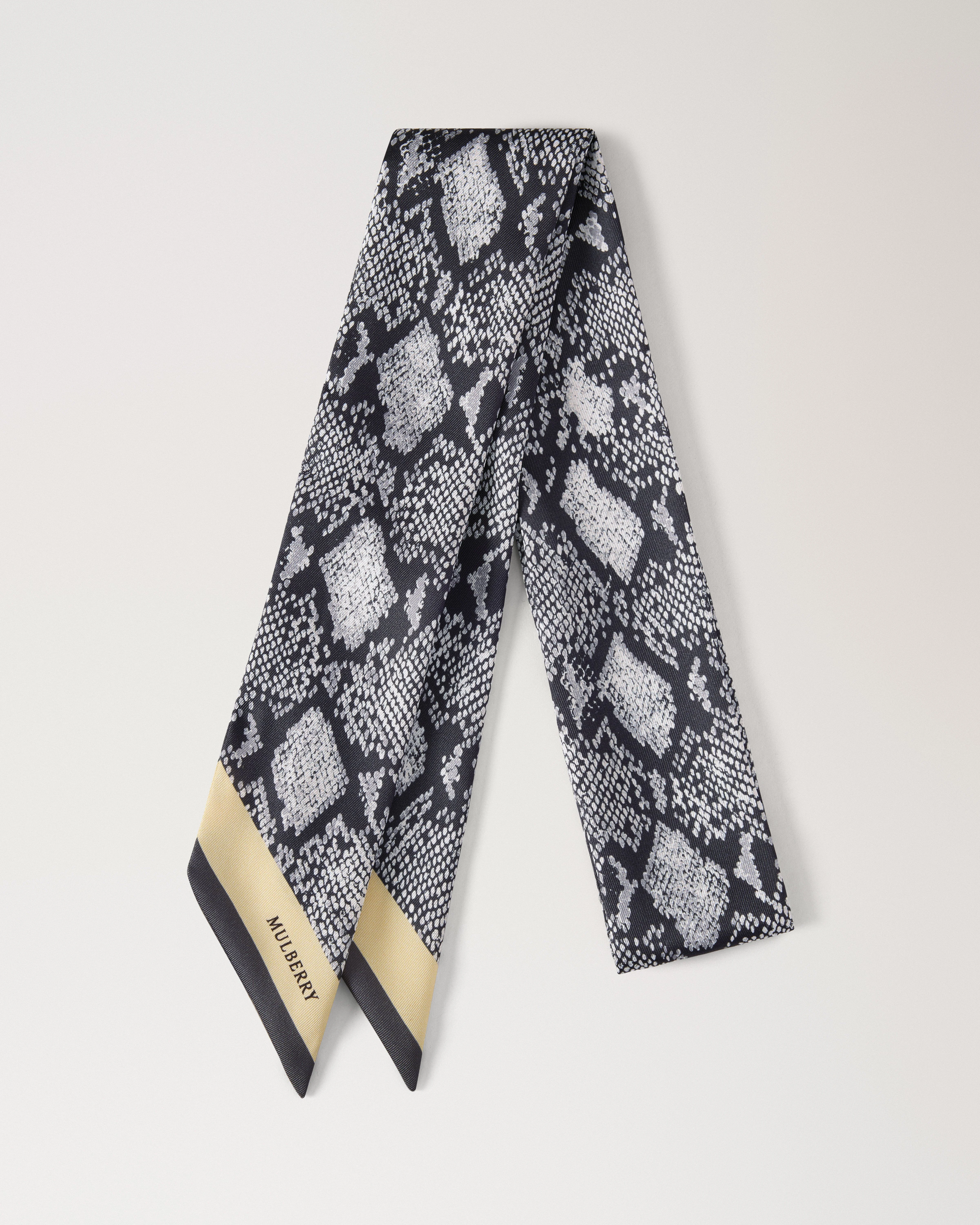 Skinny Scarf - Snake Light Grey & Butter Recycled Polyester - 1