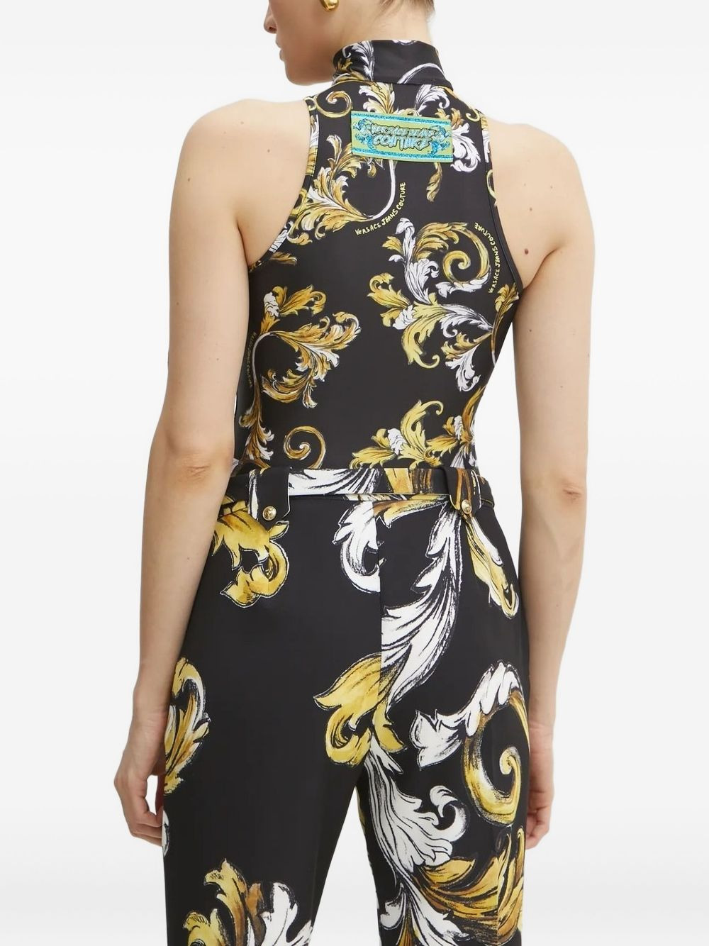 baroque-print zip-front bodysuit - 3