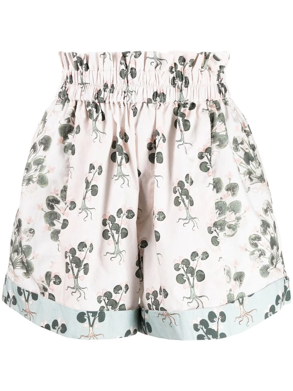 floral-print smocked-waist shorts - 1