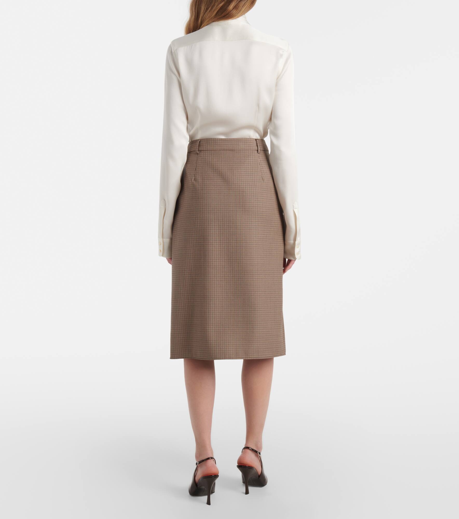 Houndstooth wool pencil skirt - 3