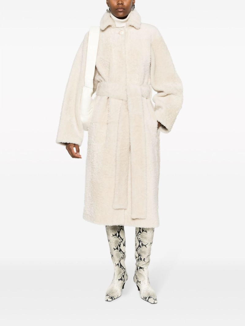 JOSEPH belted shearling coat outlook