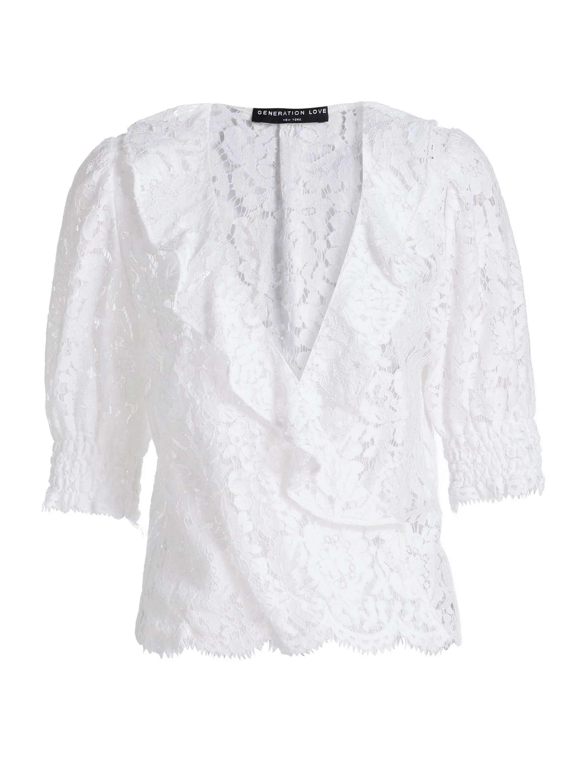Women's Lulu Lace Cascade Blouse - White - 1