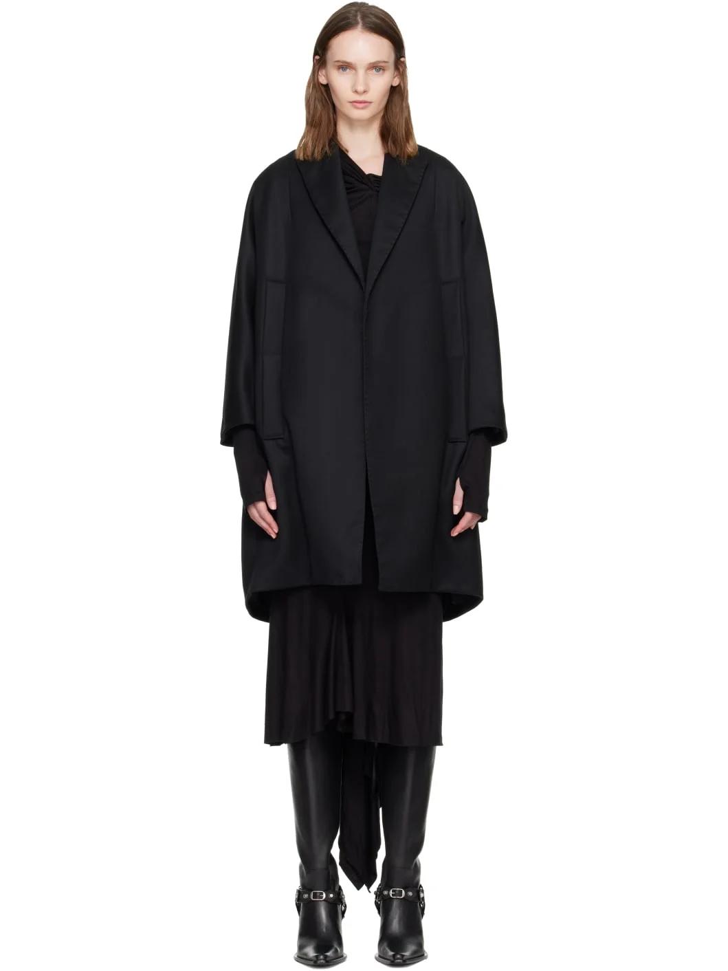 Black Cocoon Coat - 1
