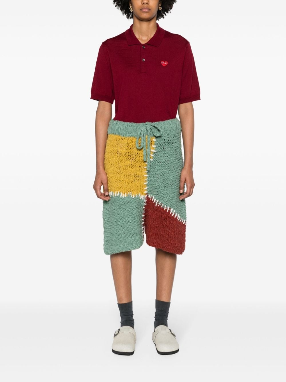 heart-patch wool polo shirt - 3
