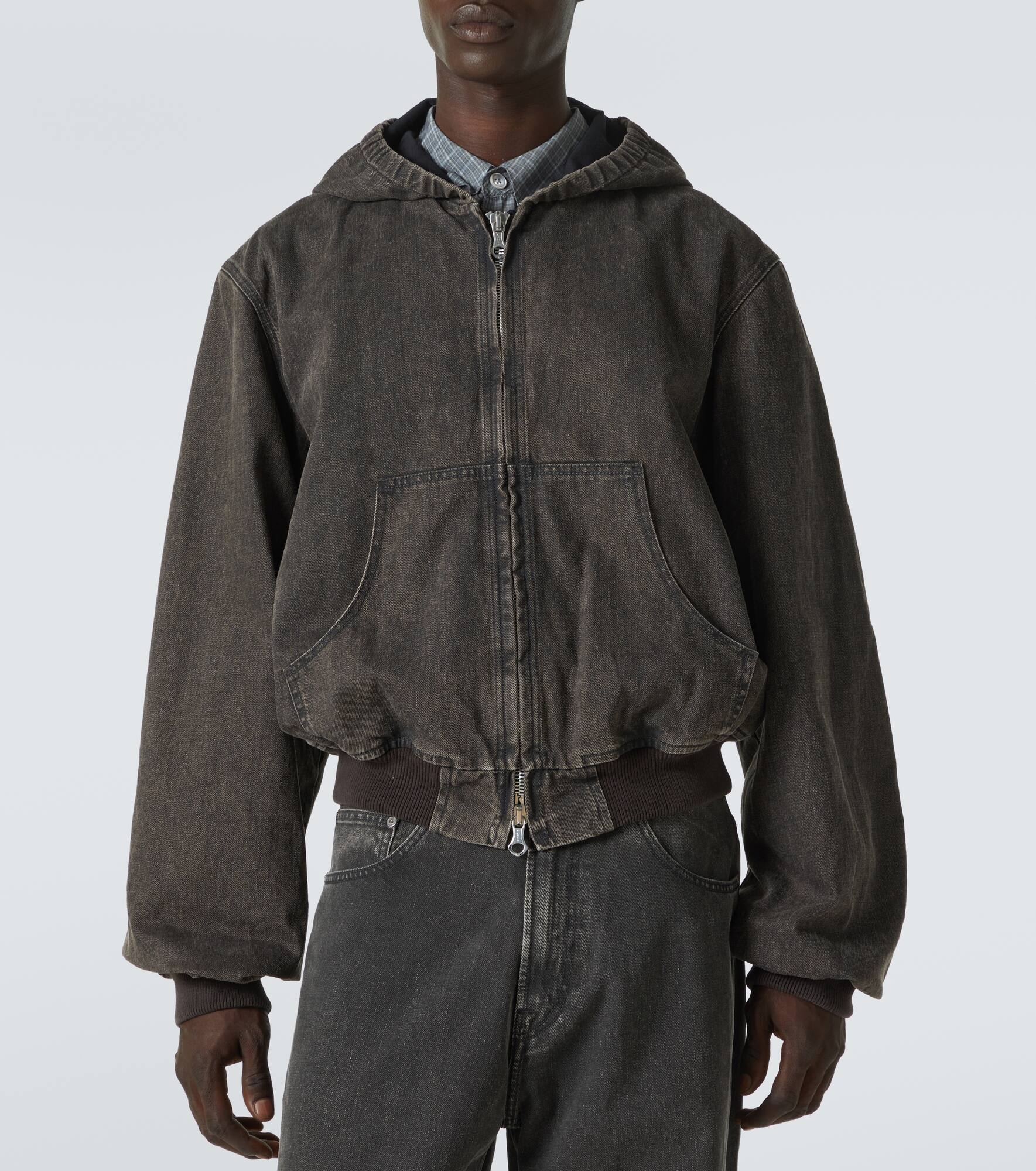 Bank coated denim zip-up hoodie - 3