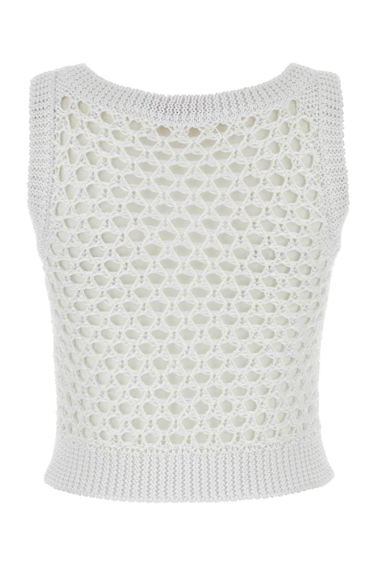 Valentino Garavani Women White Mesh Valentino Garavani Escape Crop-Top - 2