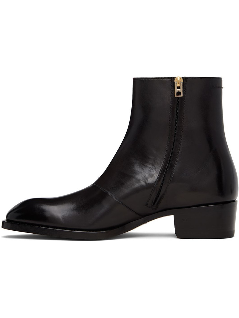 TOM FORD Black Burnished Leather Vincent Boots outlook