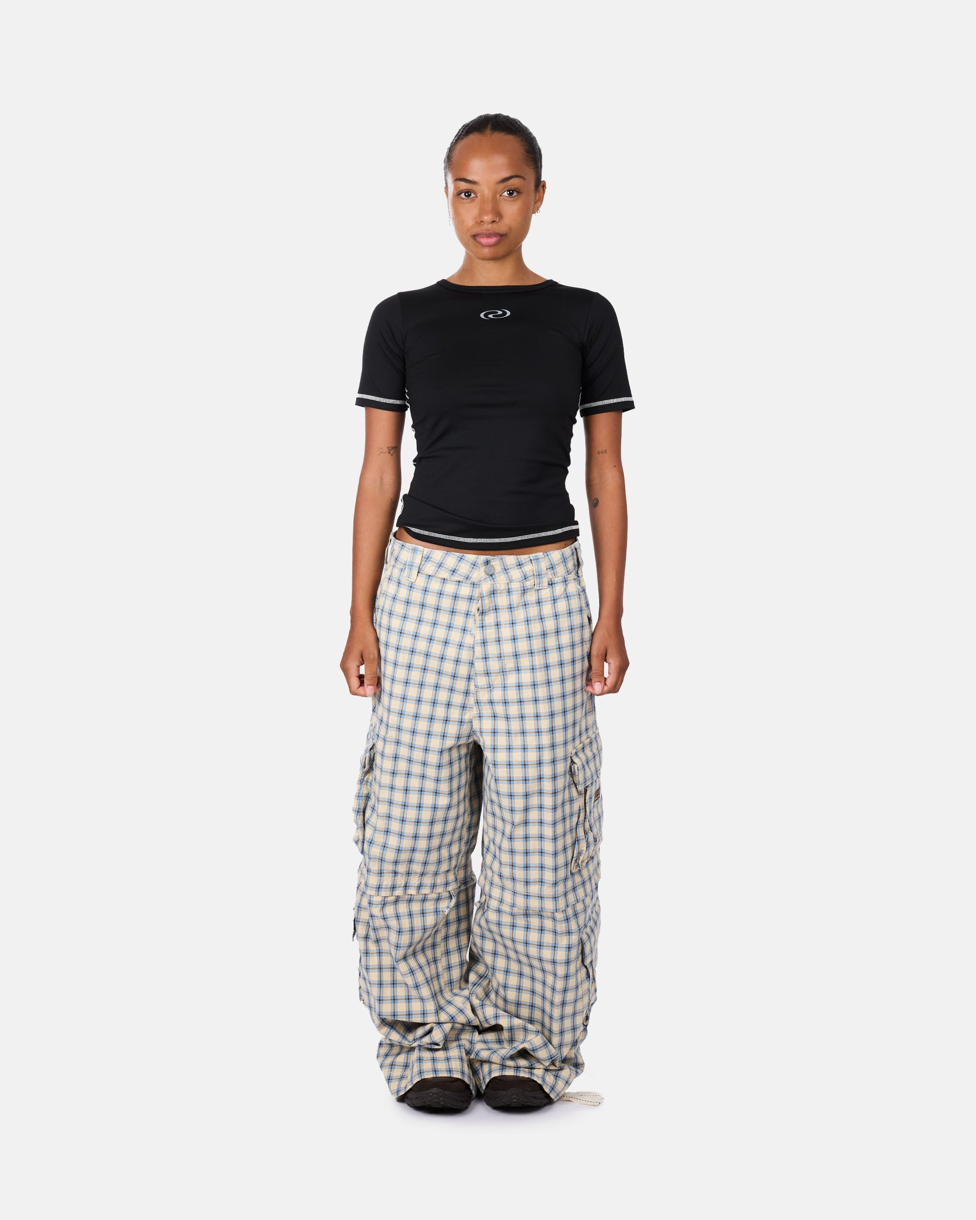 ZIP-OFF PLAID CARGO PANTS - 6