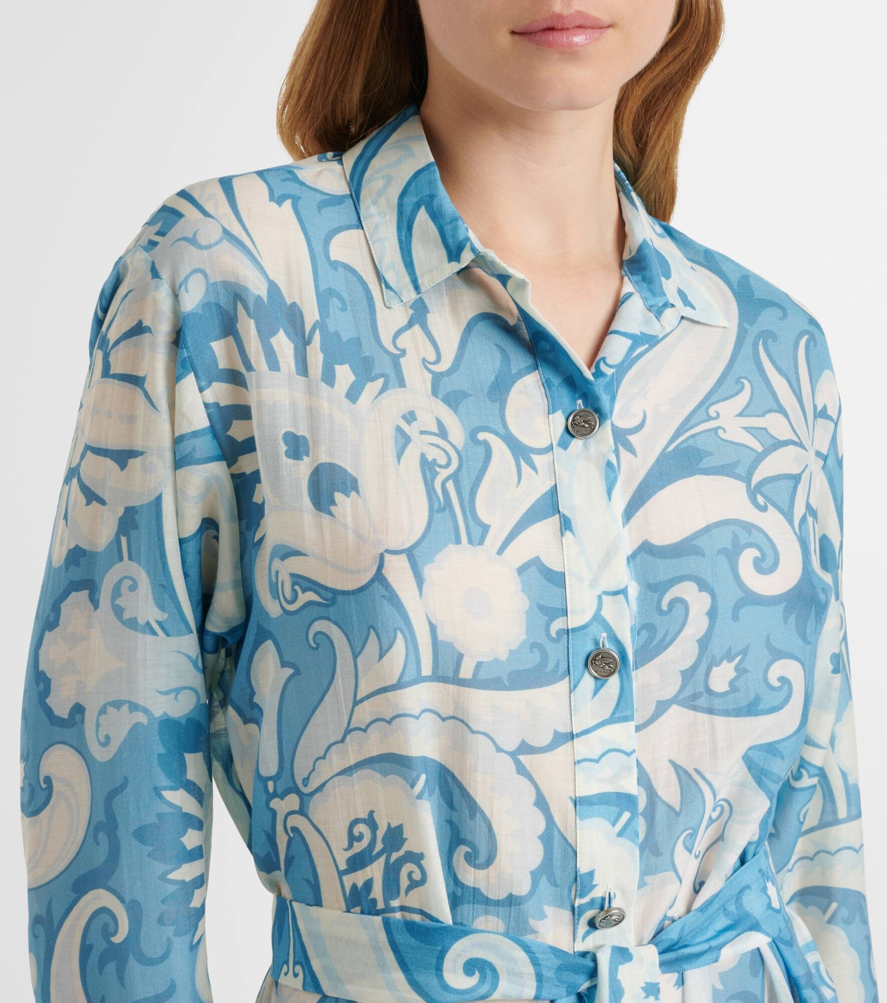 Paisley cotton and silk shirt dress - 4