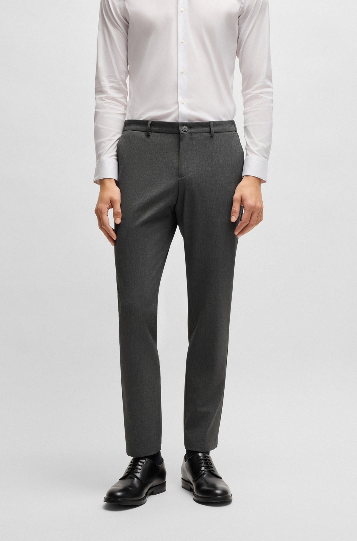 SLIM-FIT WASHABLE TROUSERS IN MICRO-PATTERNED STRETCH FABRIC - 2