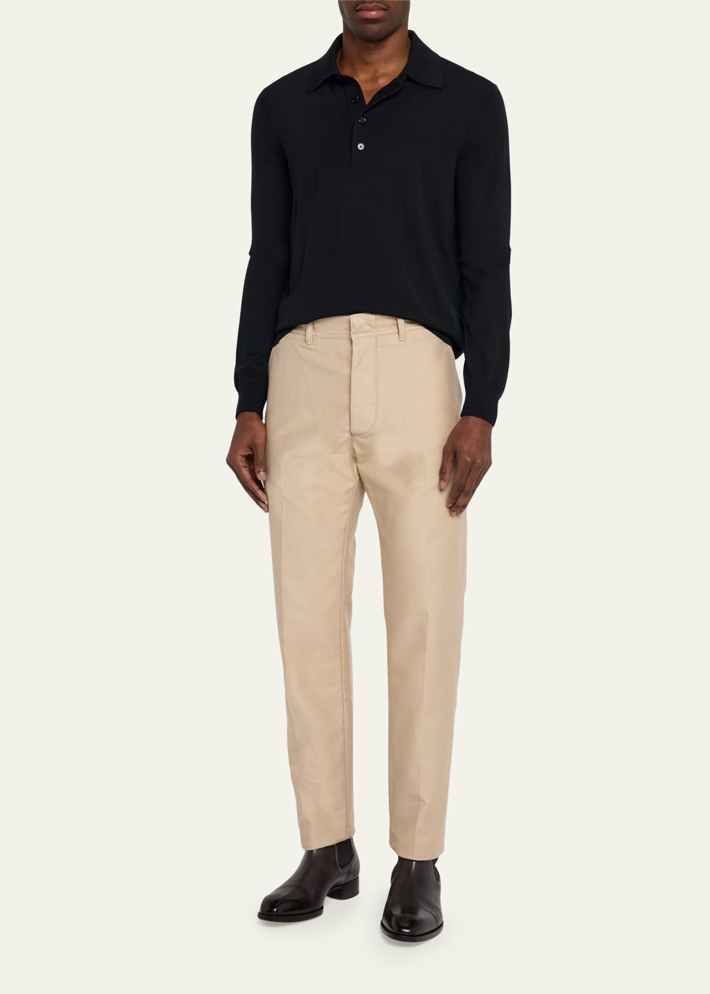 Men's Fine Gauge Wool Polo Sweater - 2