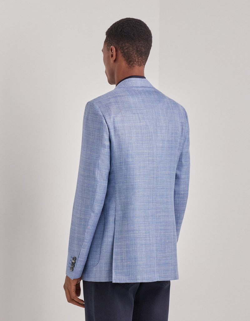 NAVY BLUE TRICOT-EFFECT COTTON JERSEY JACKET 43