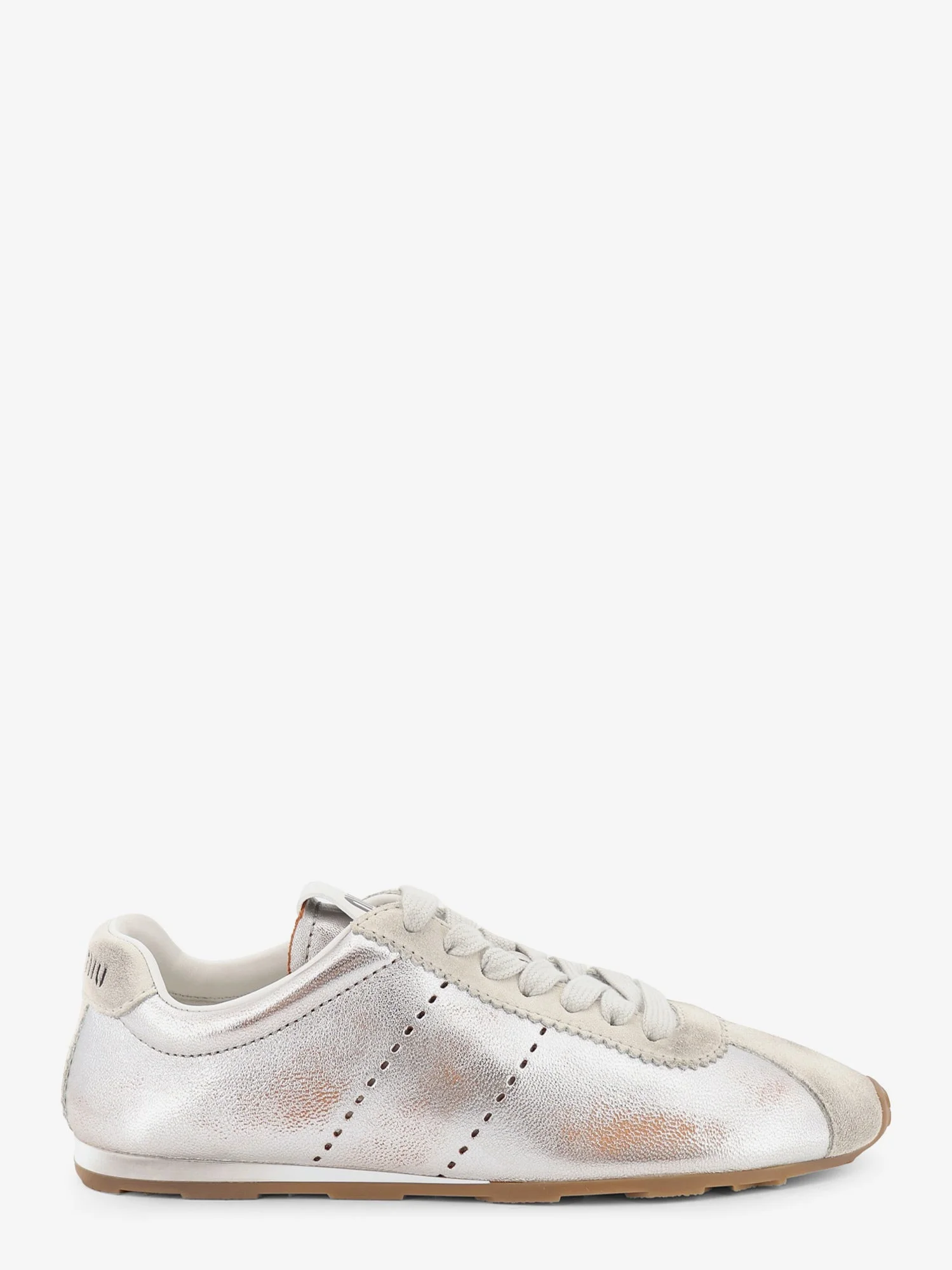 Plume Vintage Silver Leather Sneakers - 1