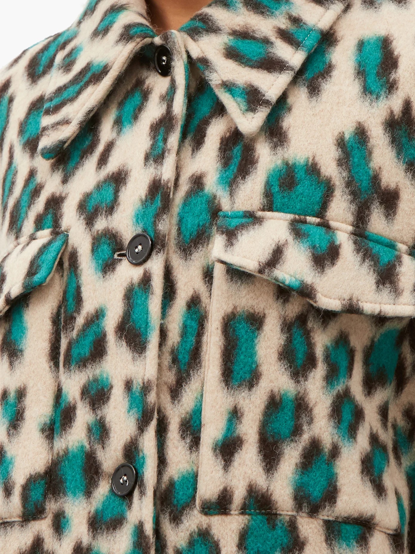 Leopard-patterned felt shirt jacket - 4