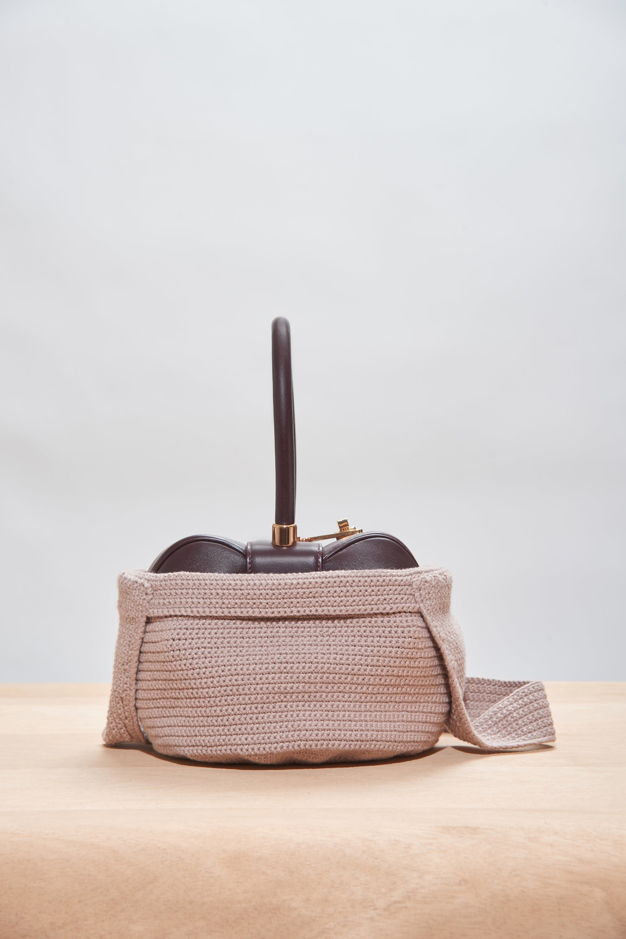 Crossover Knit Bag in Nude Cashmere - 5