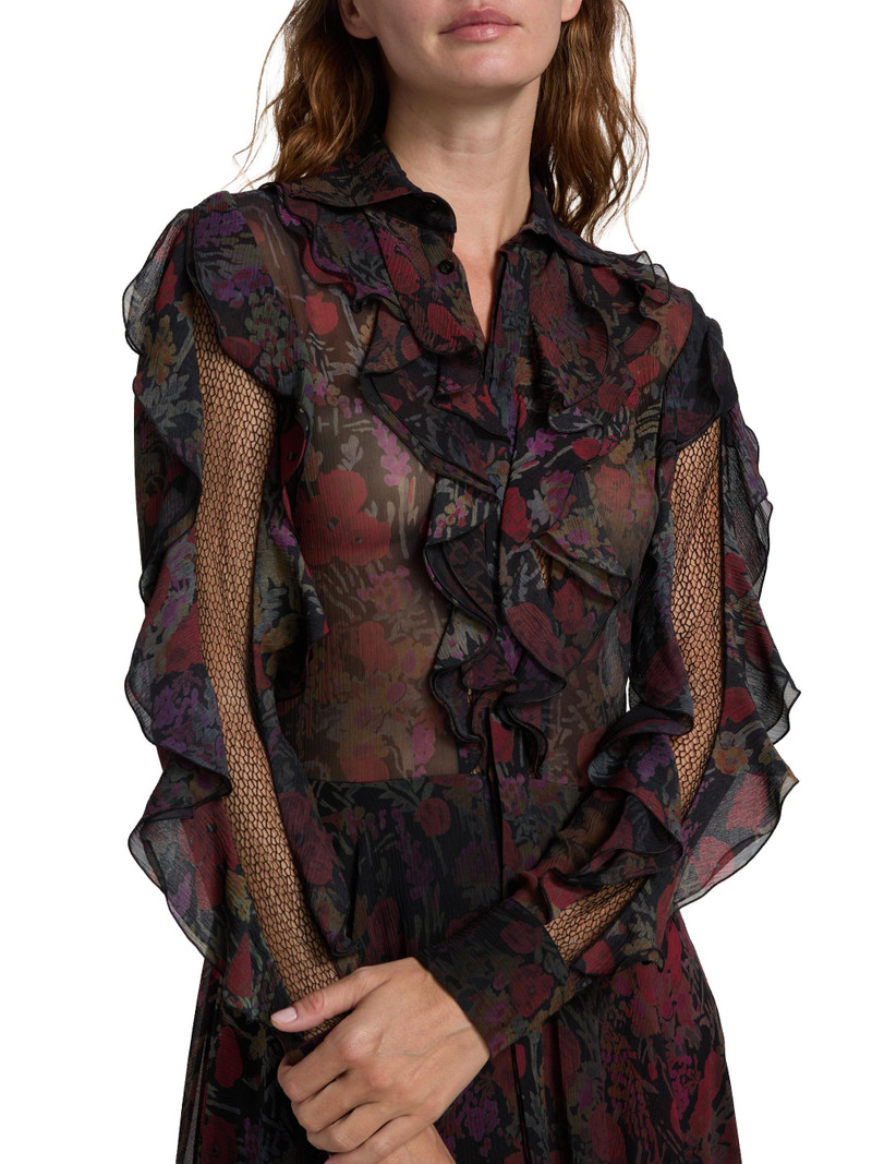 Women's Melony Floral Crinkle Chiffon Day Dress - Black Crimson Multi 6