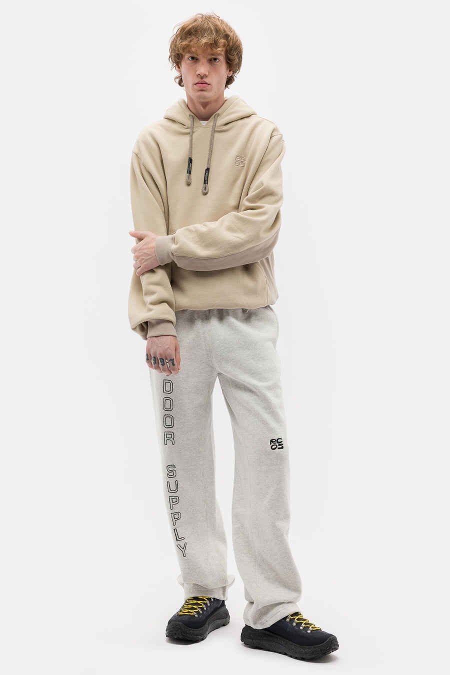 Stack Logo Embroidered Hoodie in Khaki - 2