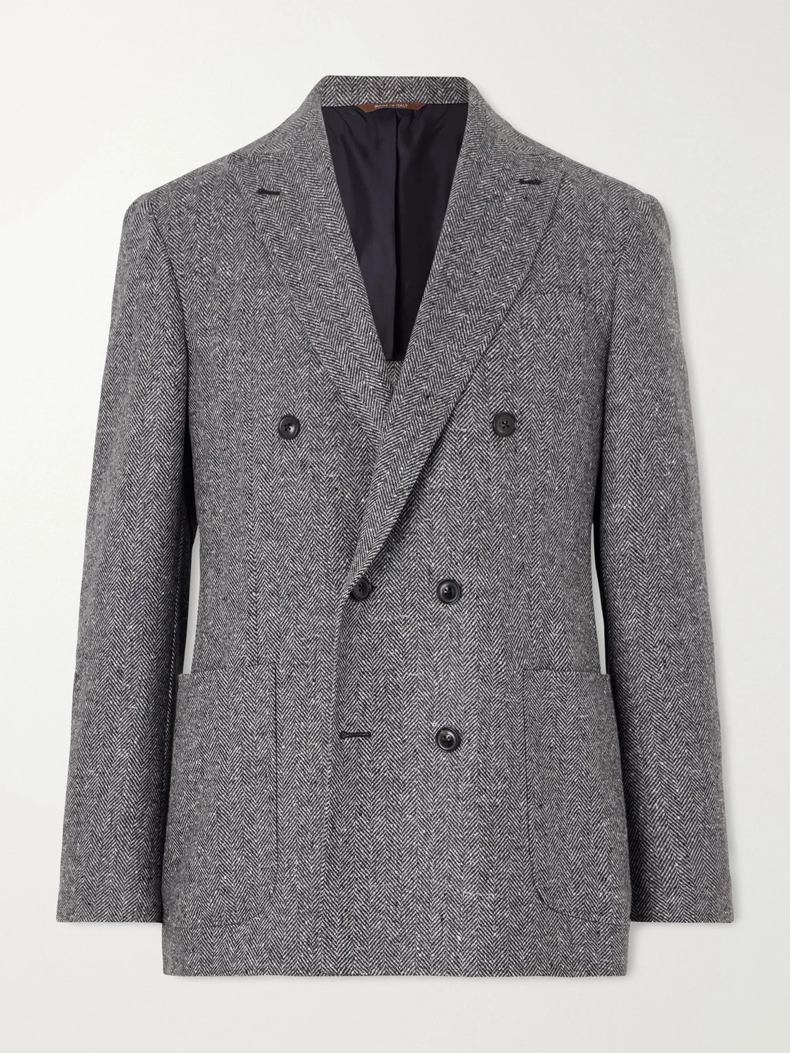 Kei Double-Breasted Herringbone Wool and Cashmere-Blend Suit Jacket - 1