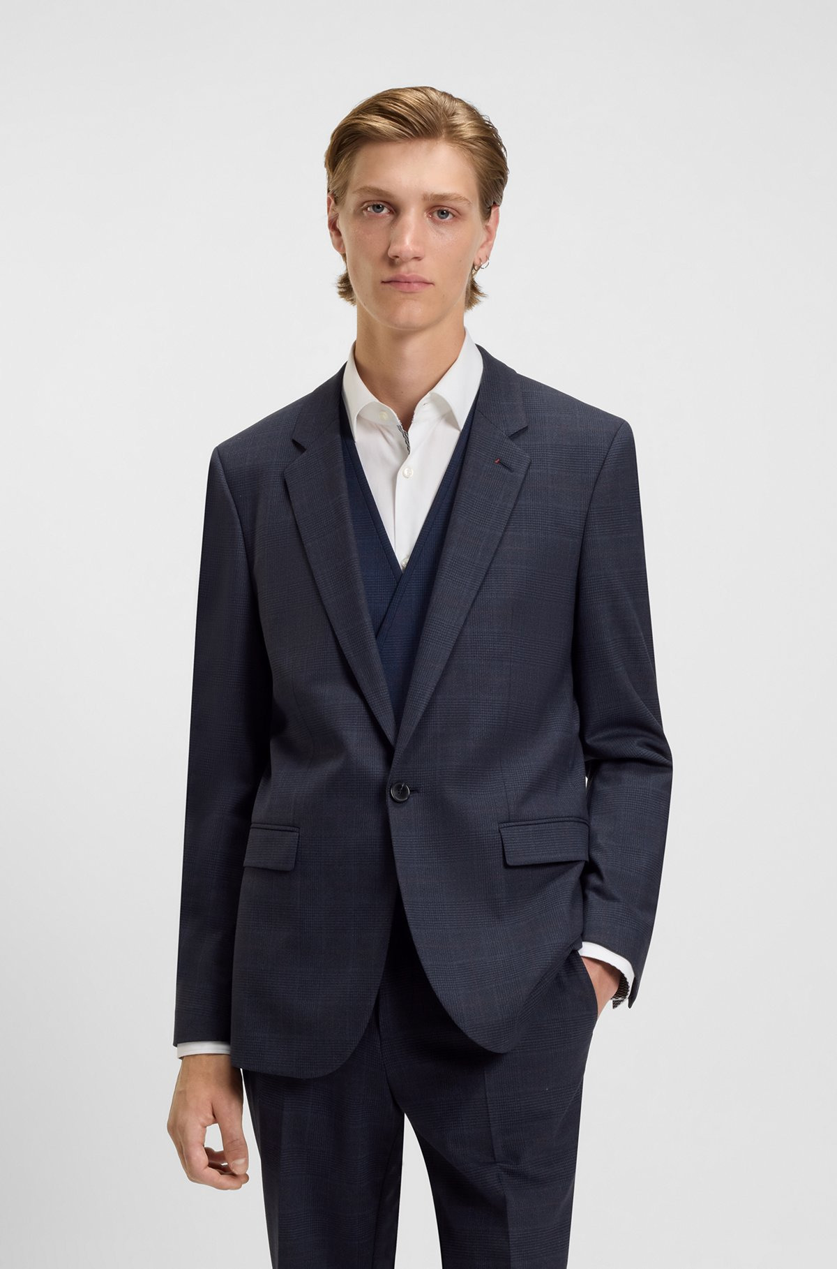 THREE-PIECE EXTRA-SLIM-FIT SUIT IN CHECKED FABRIC - 2