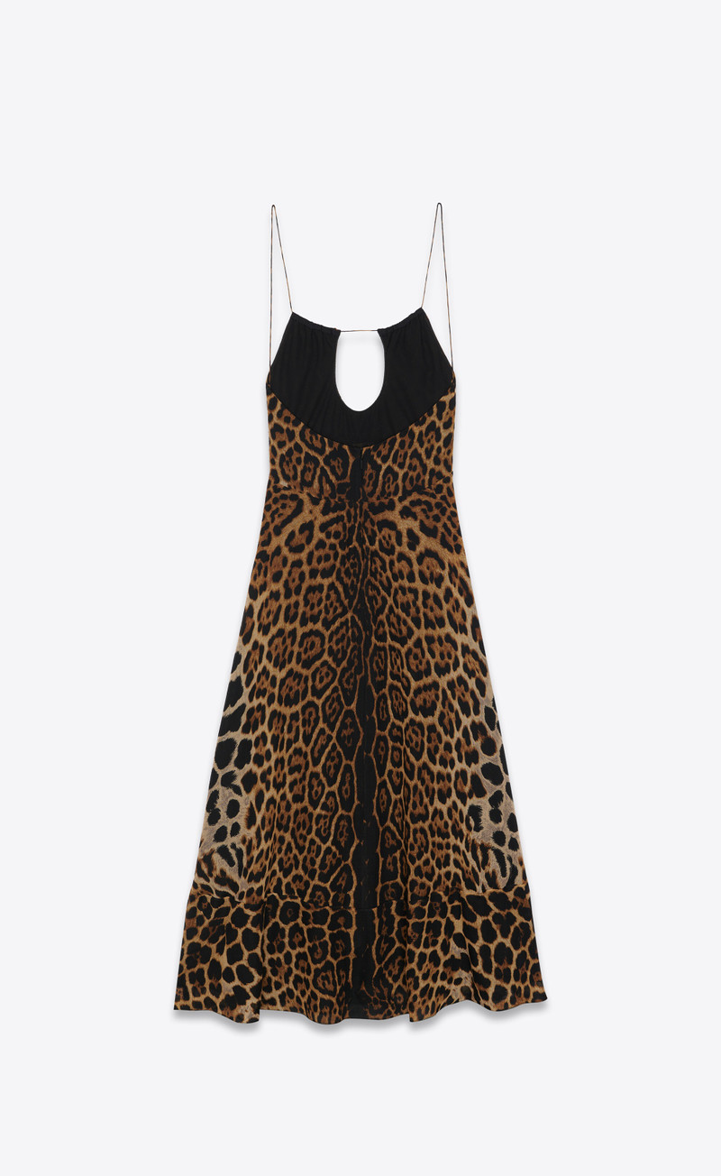 SAINT LAURENT long dress in leopard-print wool outlook