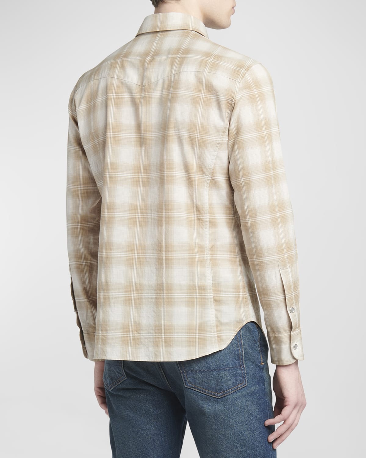 Men's Degrade Check Western Button-Down Shirt - 5