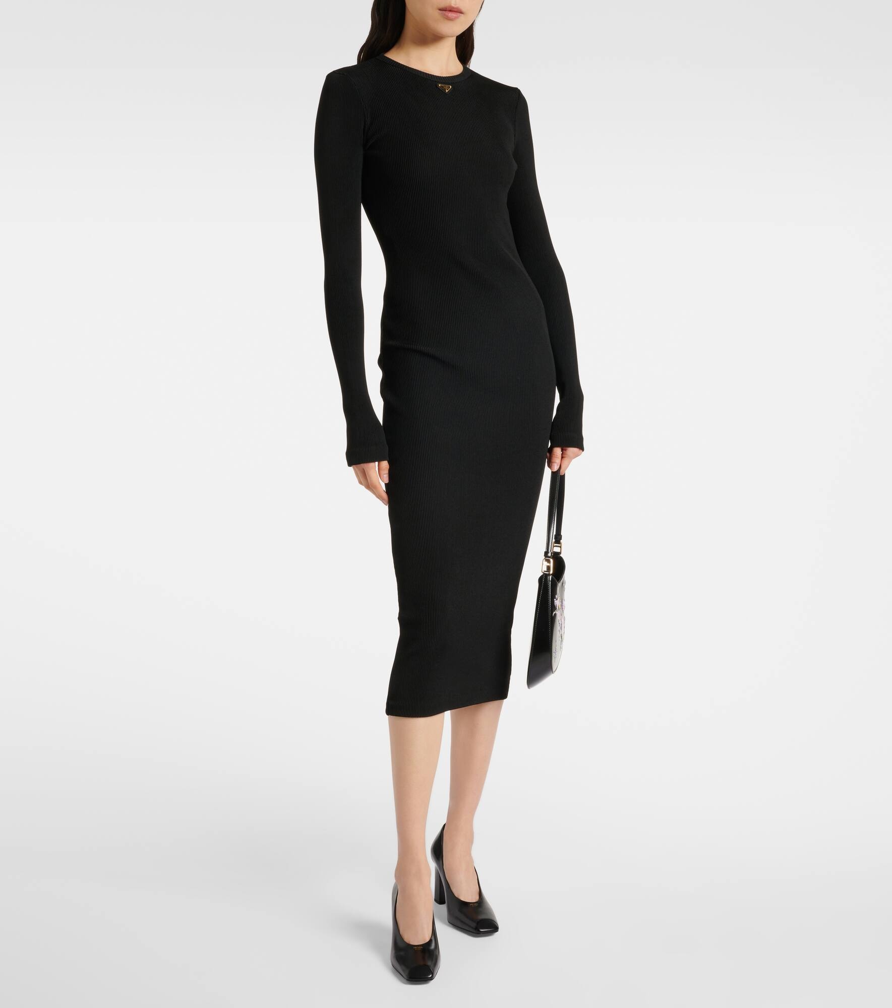 Logo ribbed-knit midi dress - 2
