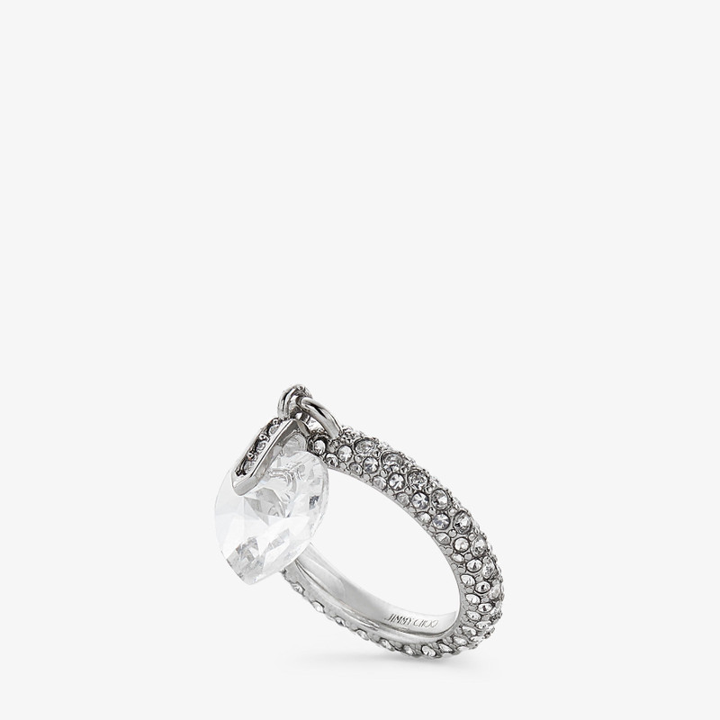 Heart Ring Silver-Finish Heart Ring with Crystals 3