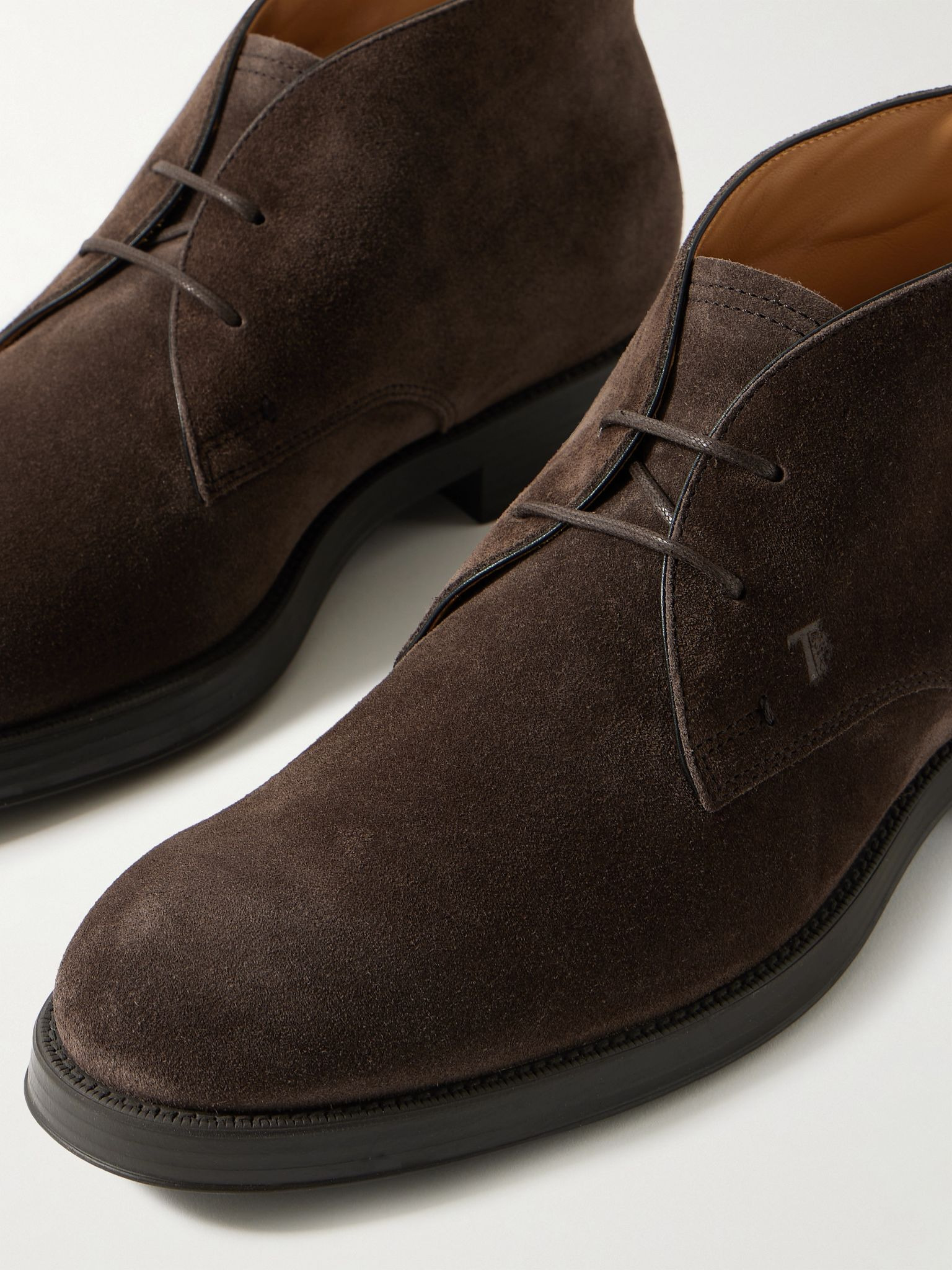 Logo-Debossed Suede Desert Boots Dark brown - 5