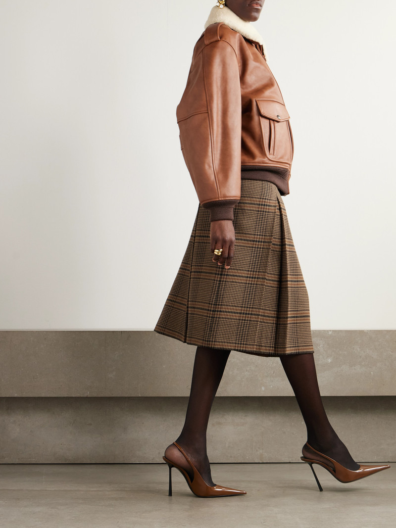 SAINT LAURENT Prince Of Wales Checked Wool Midi Skirt outlook
