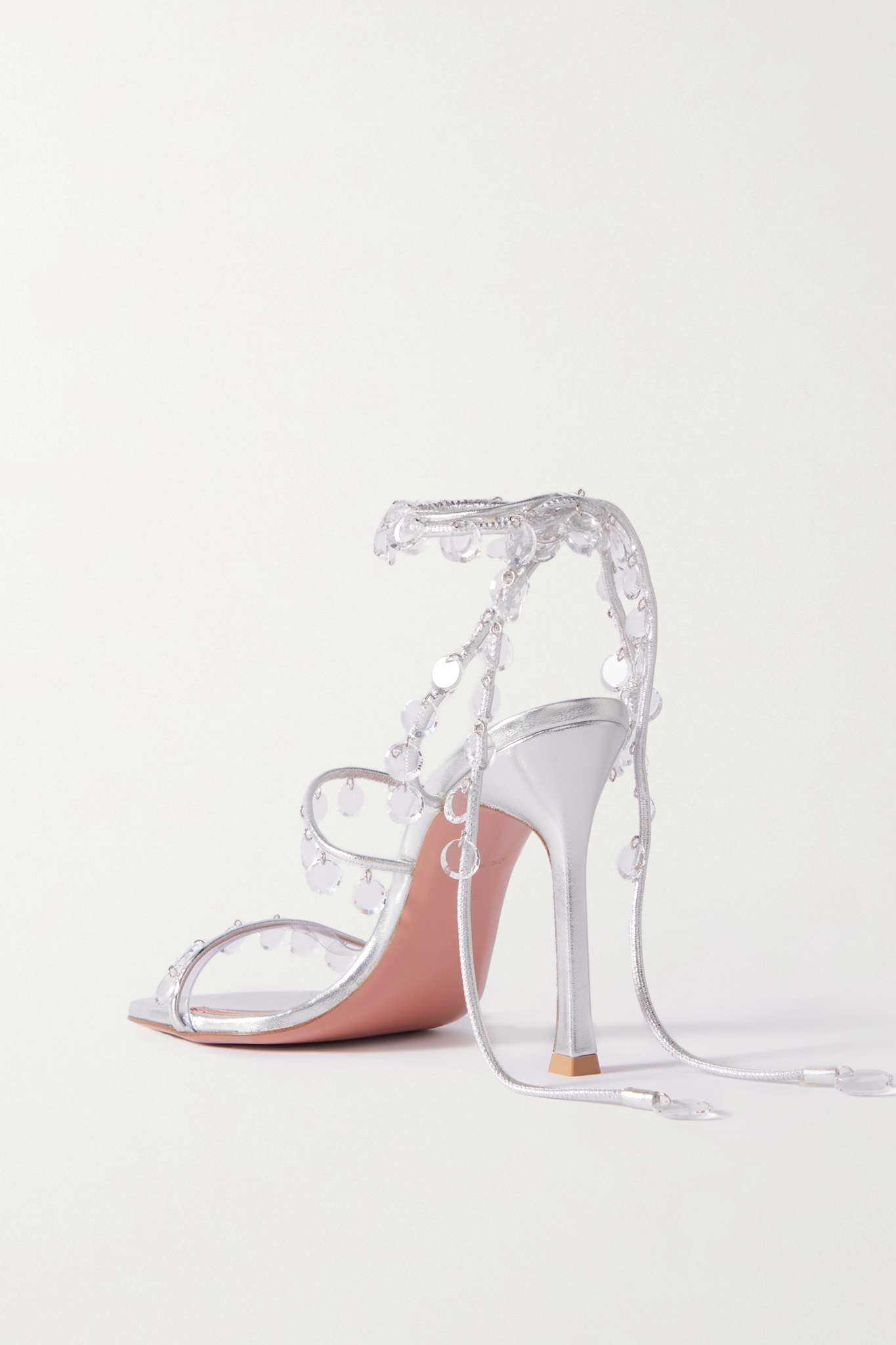 Tina crystal-embellished metallic leather sandals - 3