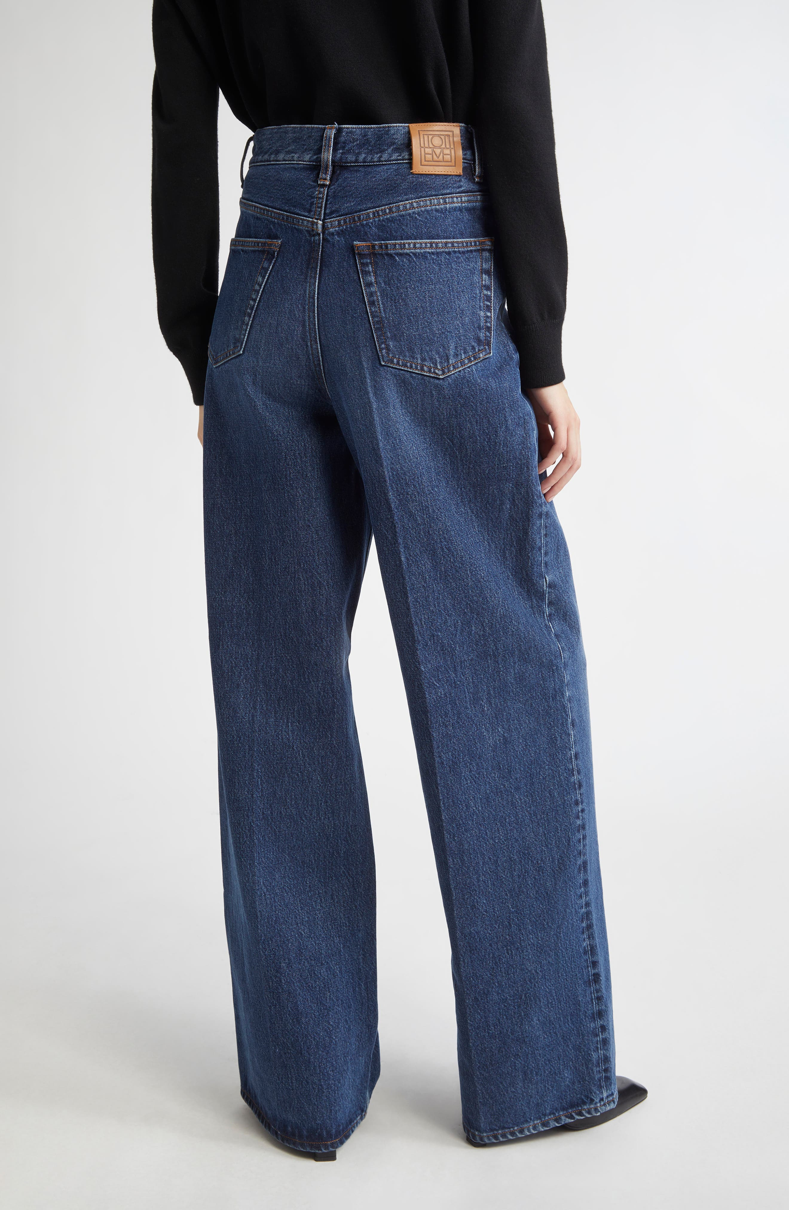 TOTEME High Waist Wide Leg Jeans in Dark Blue at Nordstrom - 3