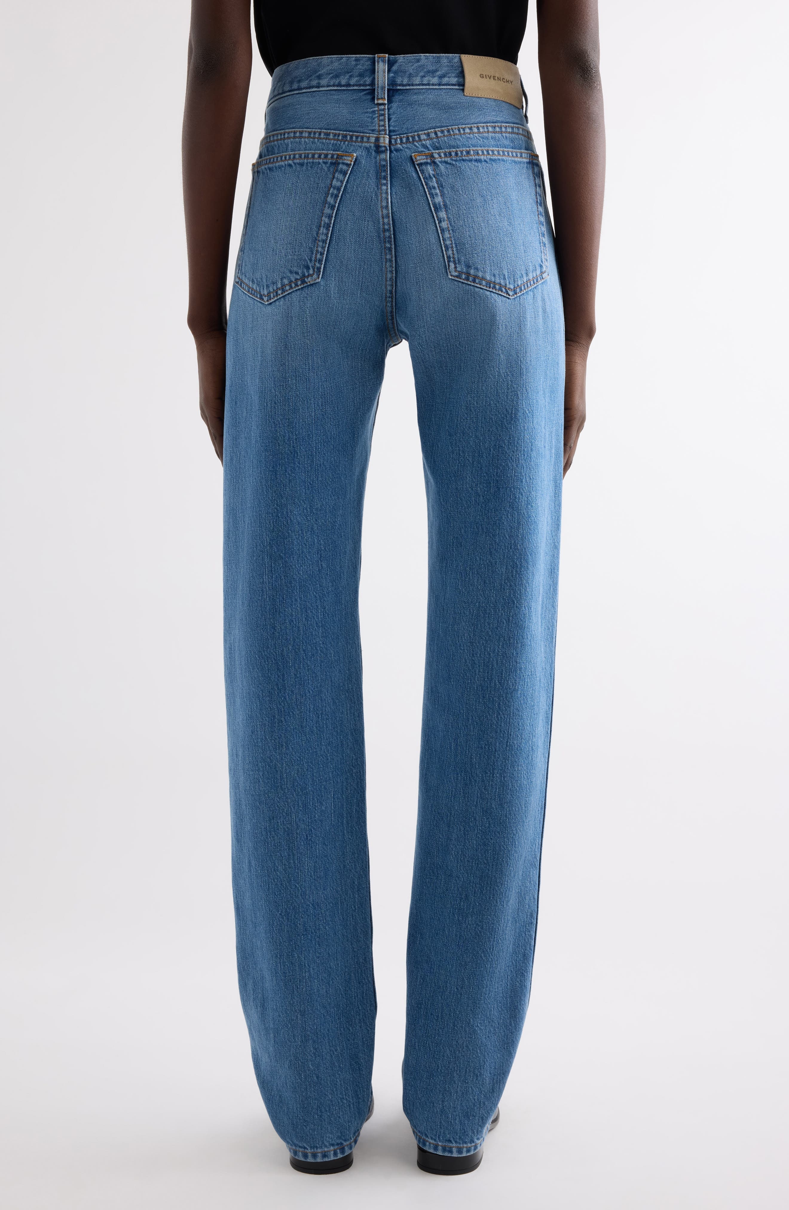 Givenchy Silk Straight Leg Jeans in Medium Blue at Nordstrom - 3