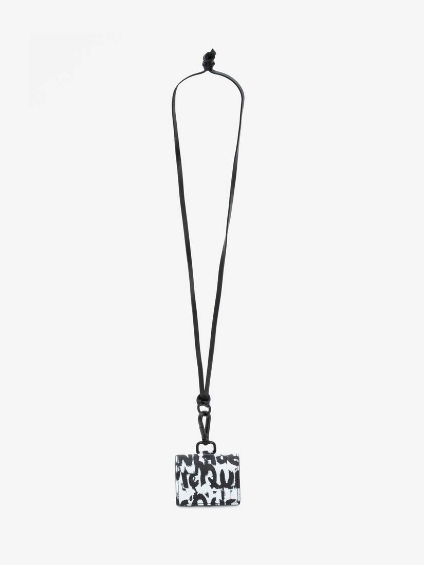 Mcqueen Graffiti Chain Card Holder in Black/white - 5
