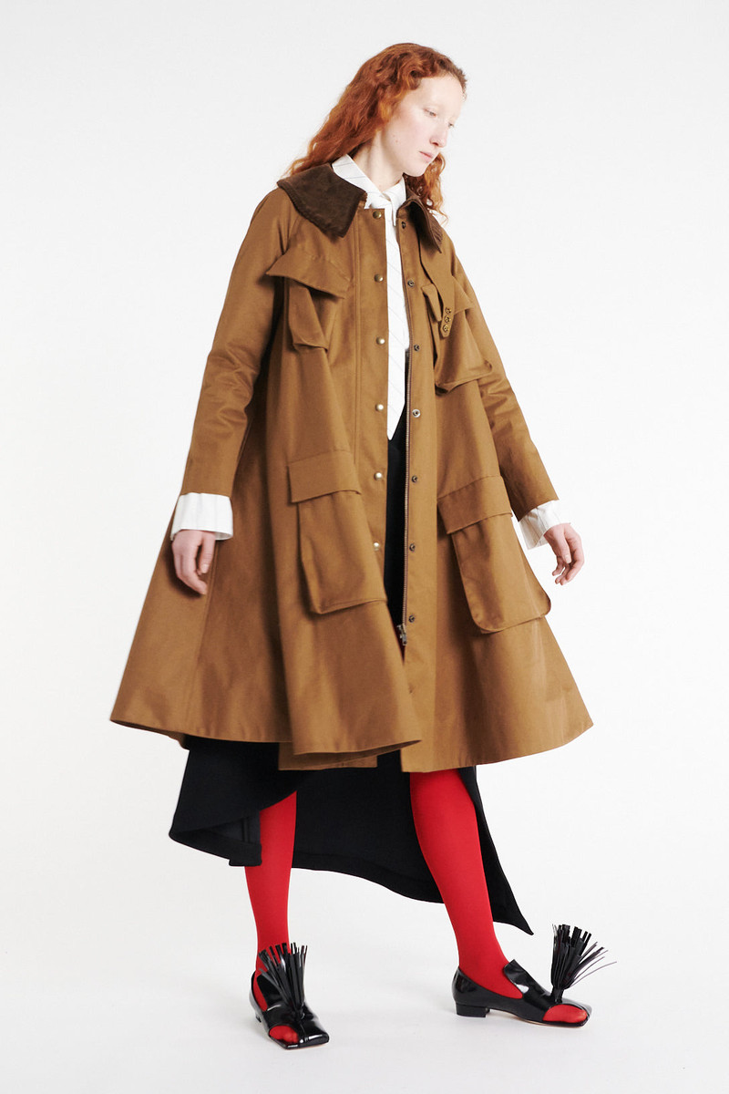 LONG FLARED TRENCH WITH POCKETS KHAKI BROWN 7