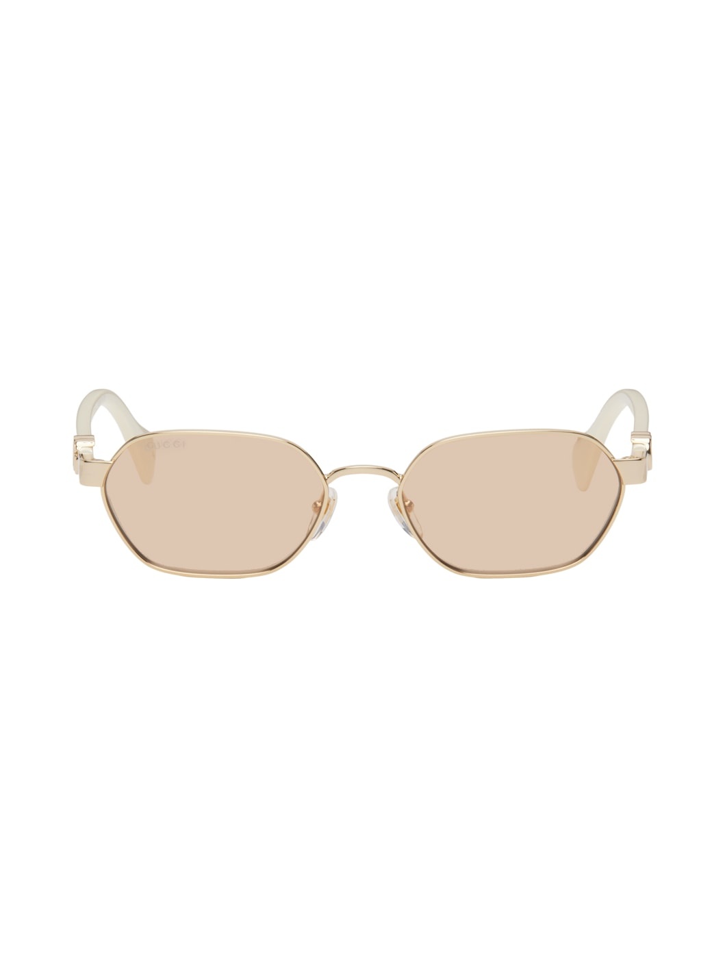 Gold & White Round Sunglasses - 1