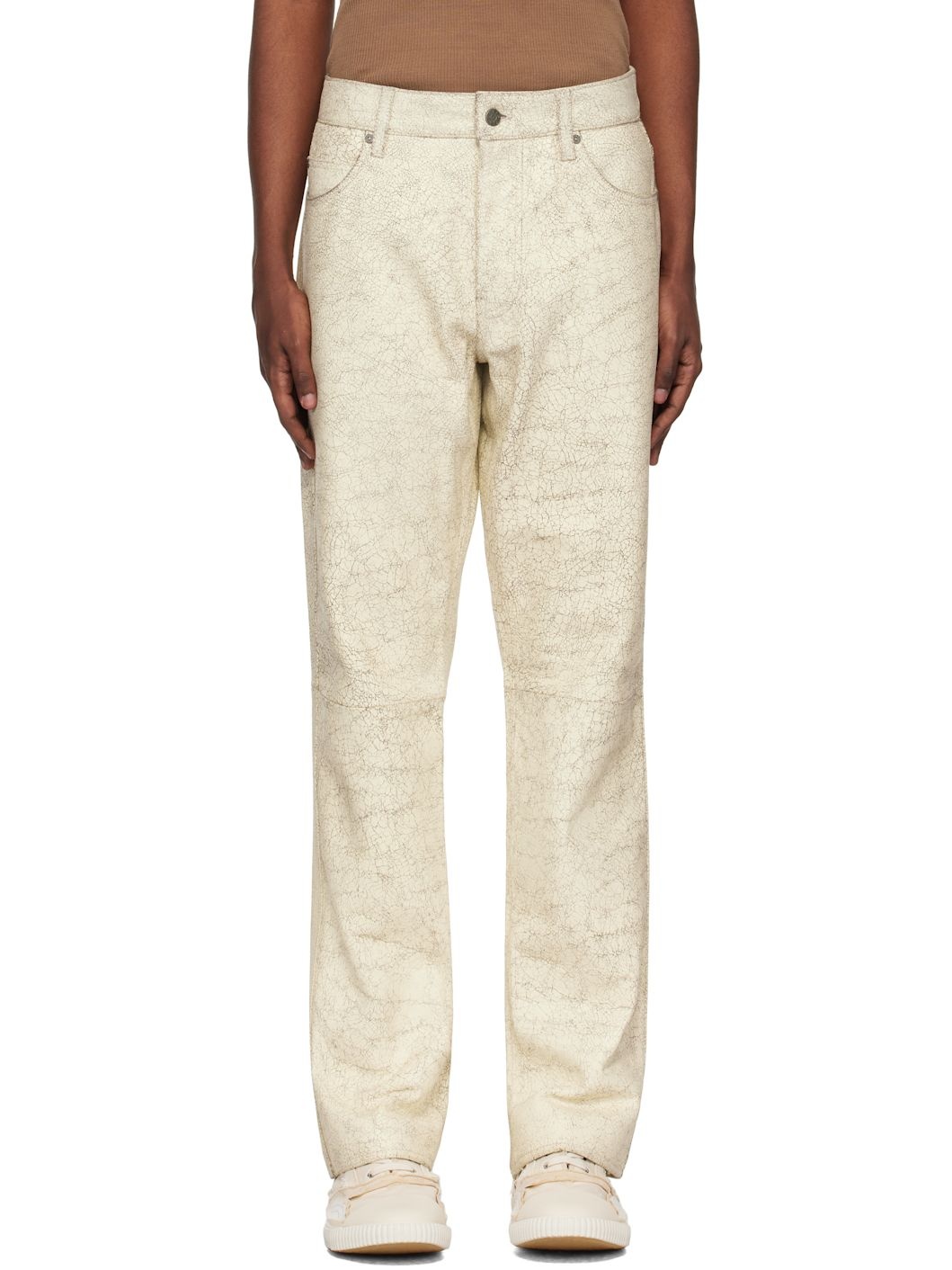 Off-White Crackle Leather Pants - 1