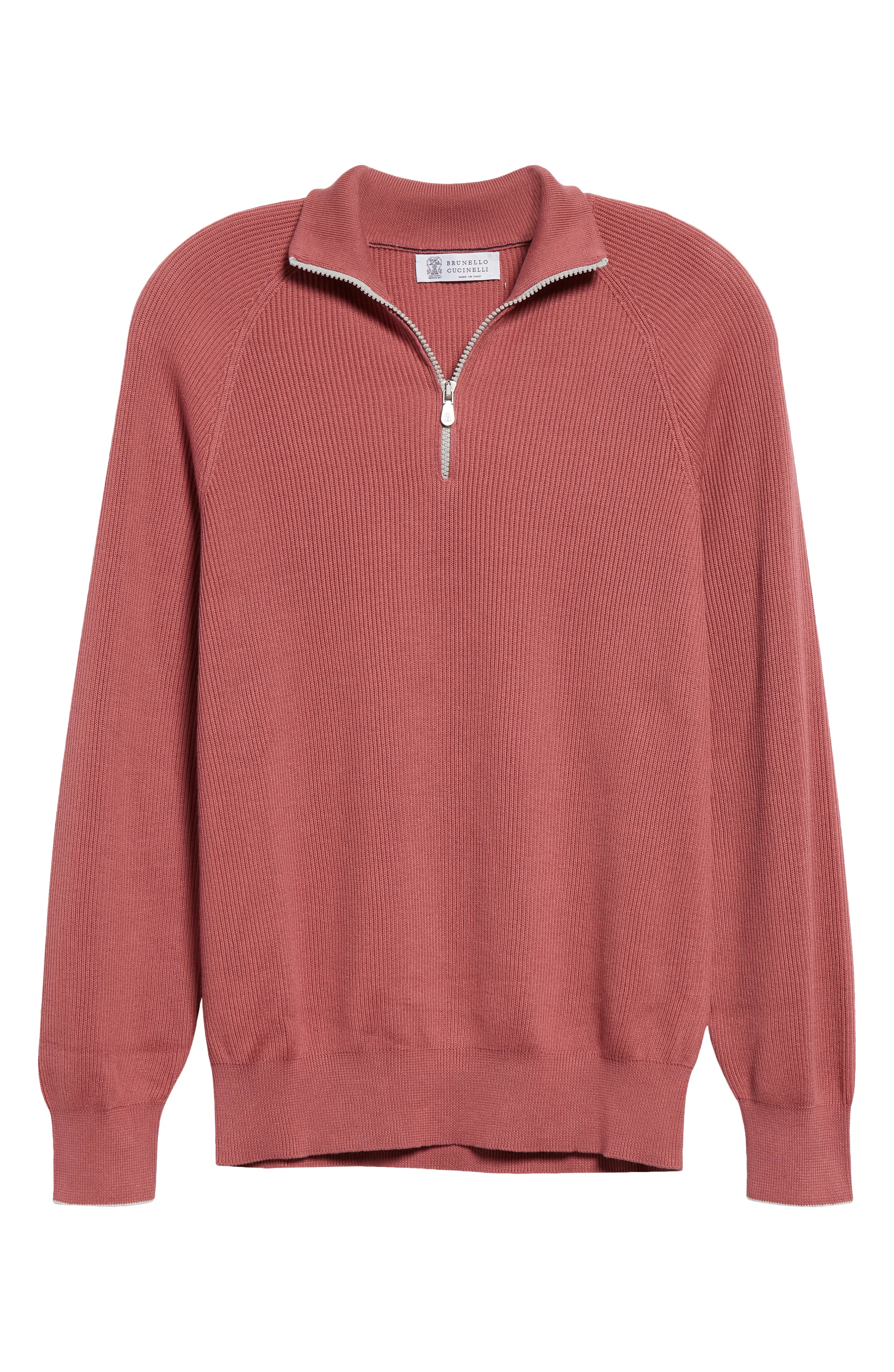 Rib Cotton Pullover in Lampone/Nebbia - 6