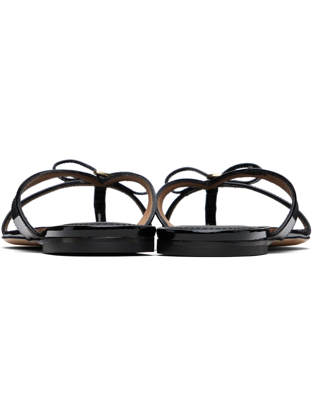 Black Thin Bow Sandals - 2