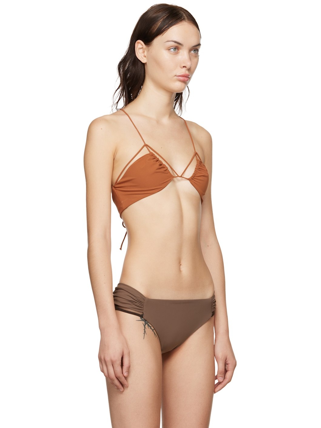 Brown Gathered Bikini - 2