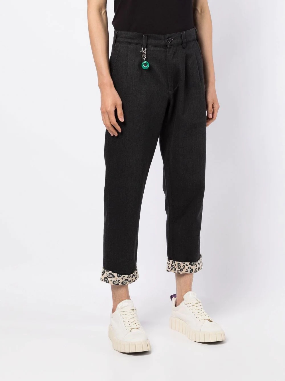 turn-up straight-leg trousers - 3