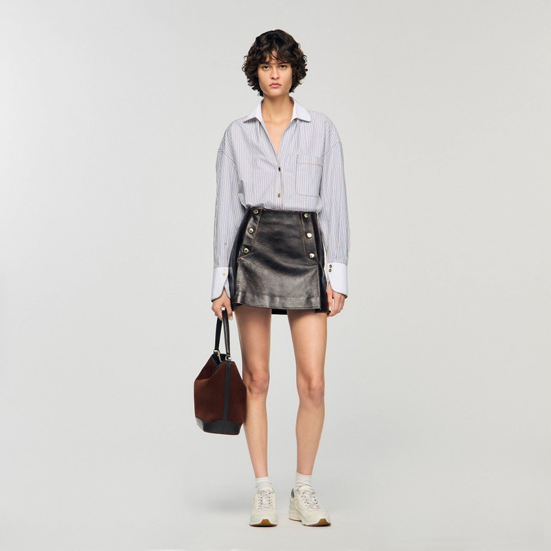 Sandro MINI AGED LEATHER SKIRT outlook