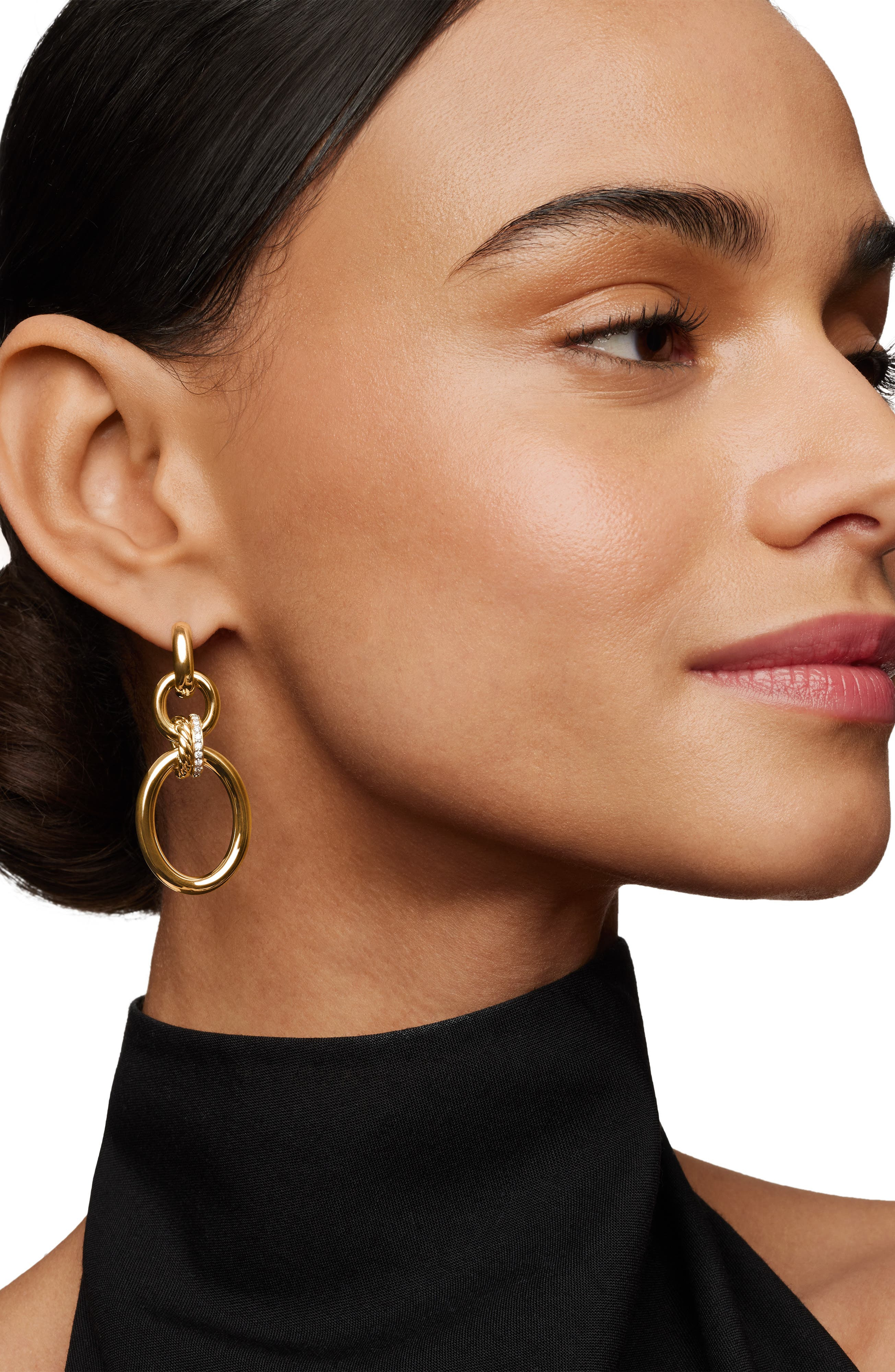 David Yurman Mercer™ Frontal Hoop Earrings in 18K Yellow Gold/Diamond at Nordstrom - 2