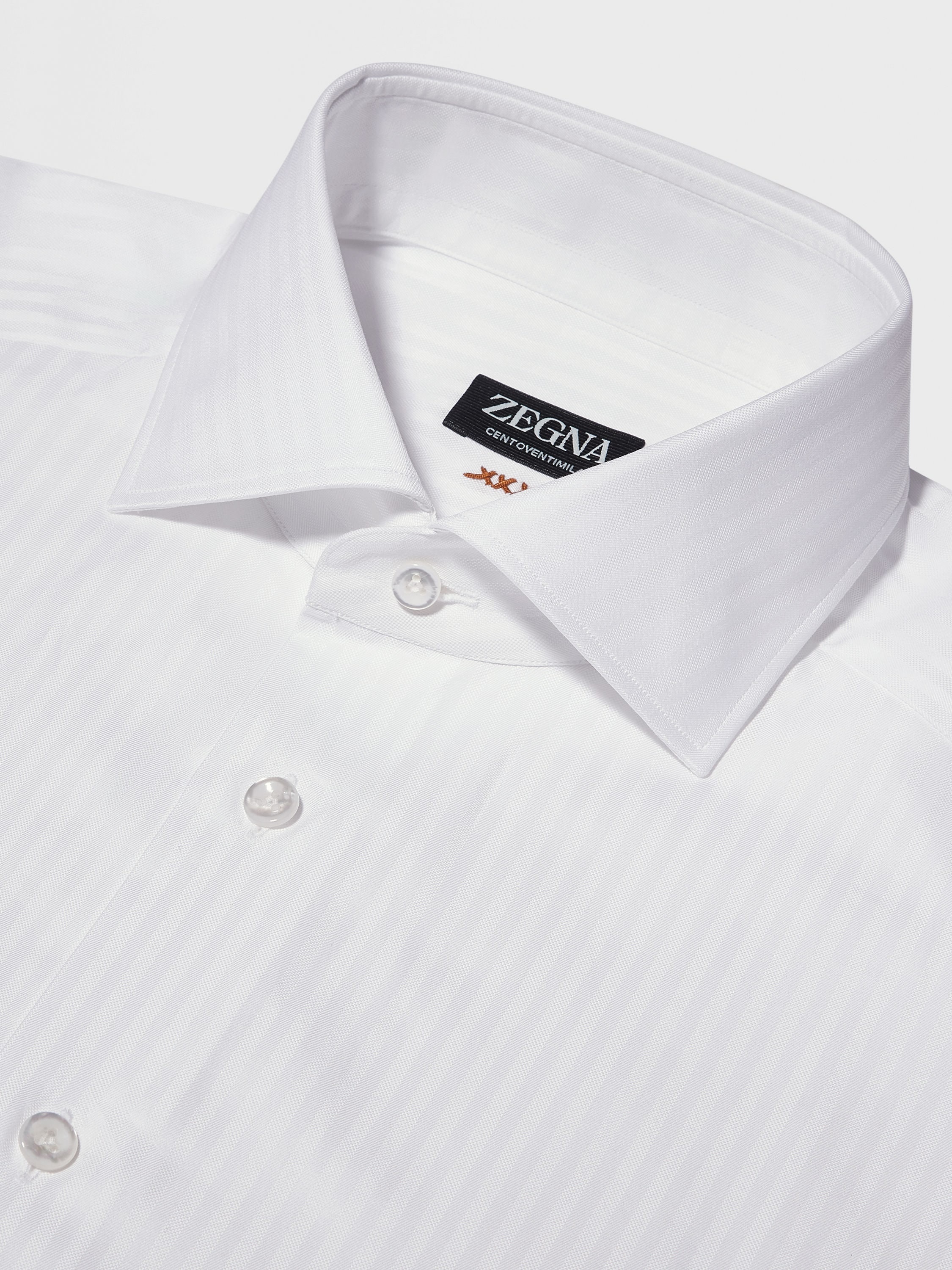 OPTICAL WHITE STRUCTURED STRIPED CENTOVENTIMILA COTTON SHIRT - 3