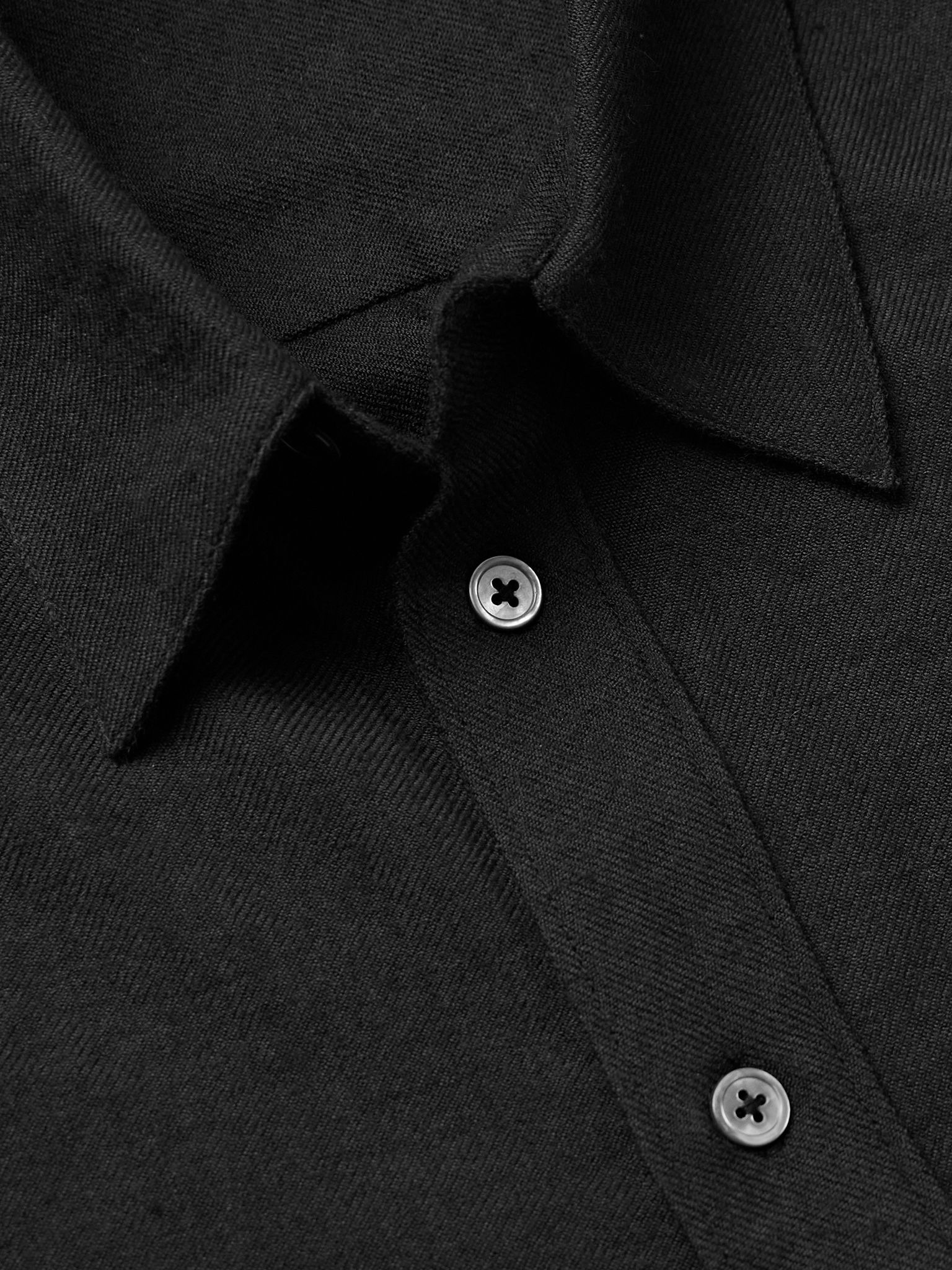 Wool and Cashmere-Blend Twill Shirt Black - 4